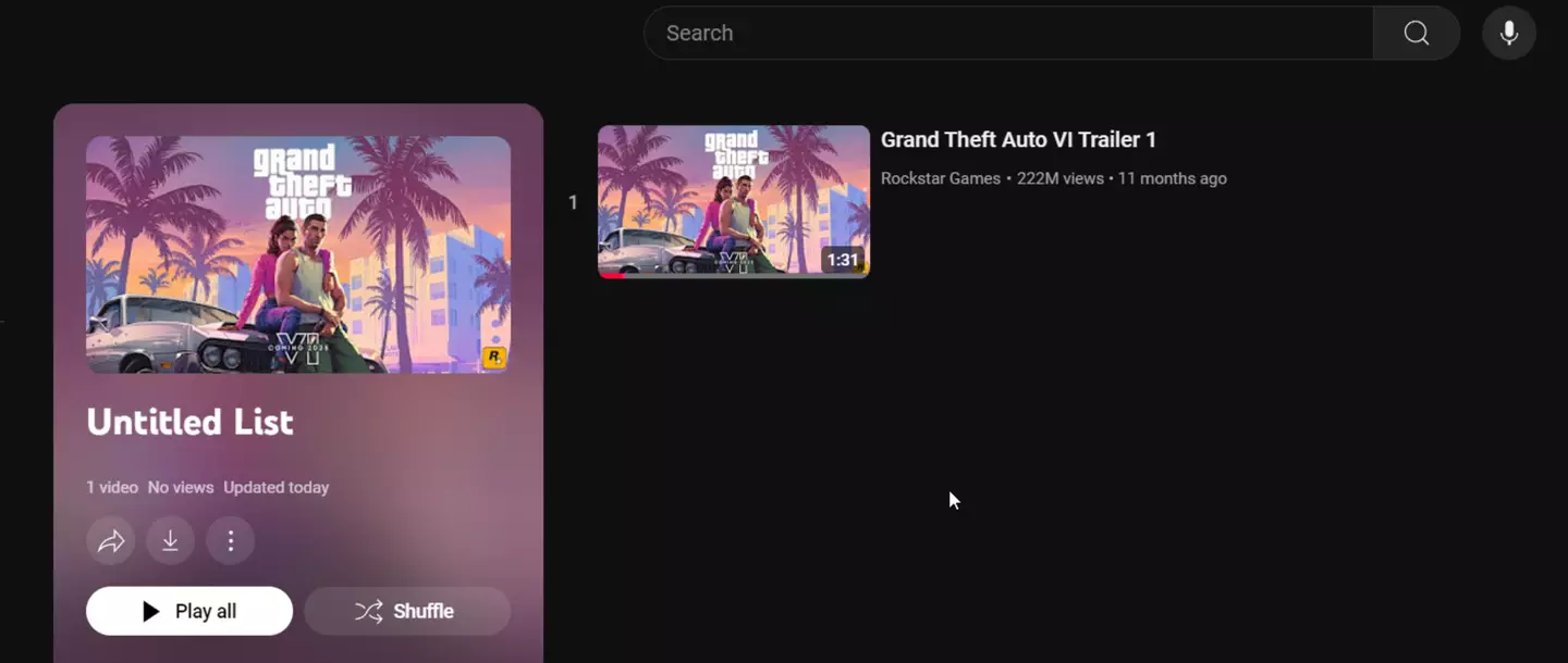 The YouTube playlist that was updated by Rockstar on 2 December (YouTube)