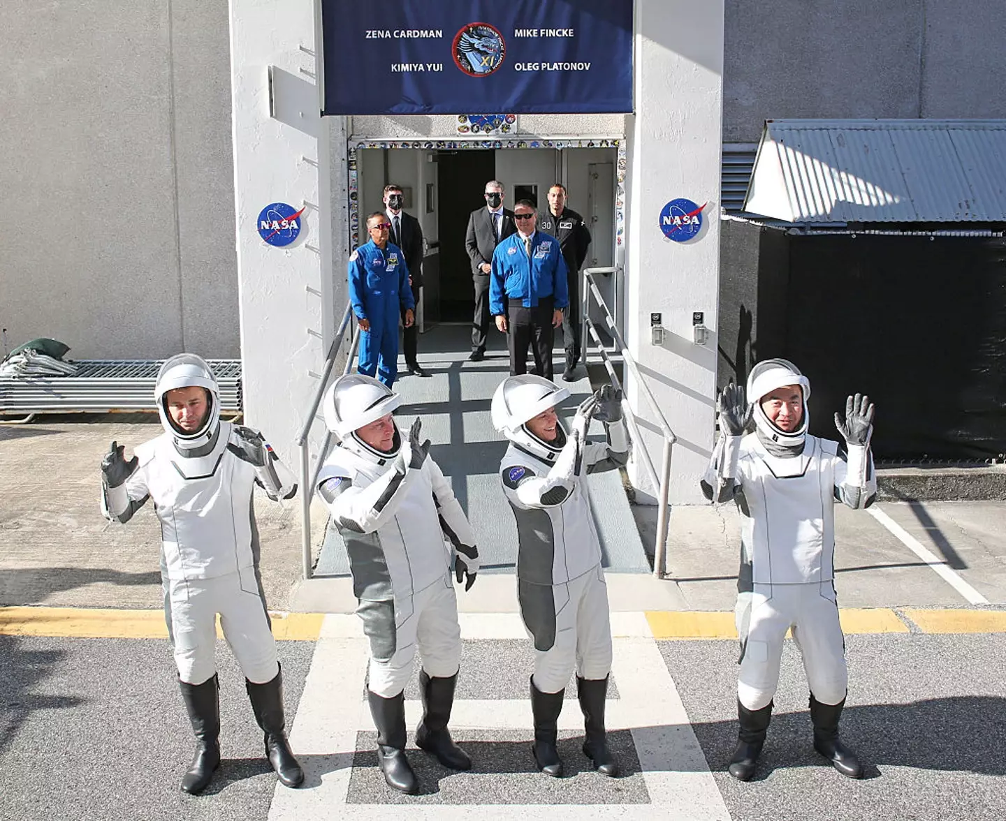 The Crew-11 mission, pictured here before they left for the ISS, have returned to Earth after months in space (GREGG NEWTON/AFP via Getty Images)