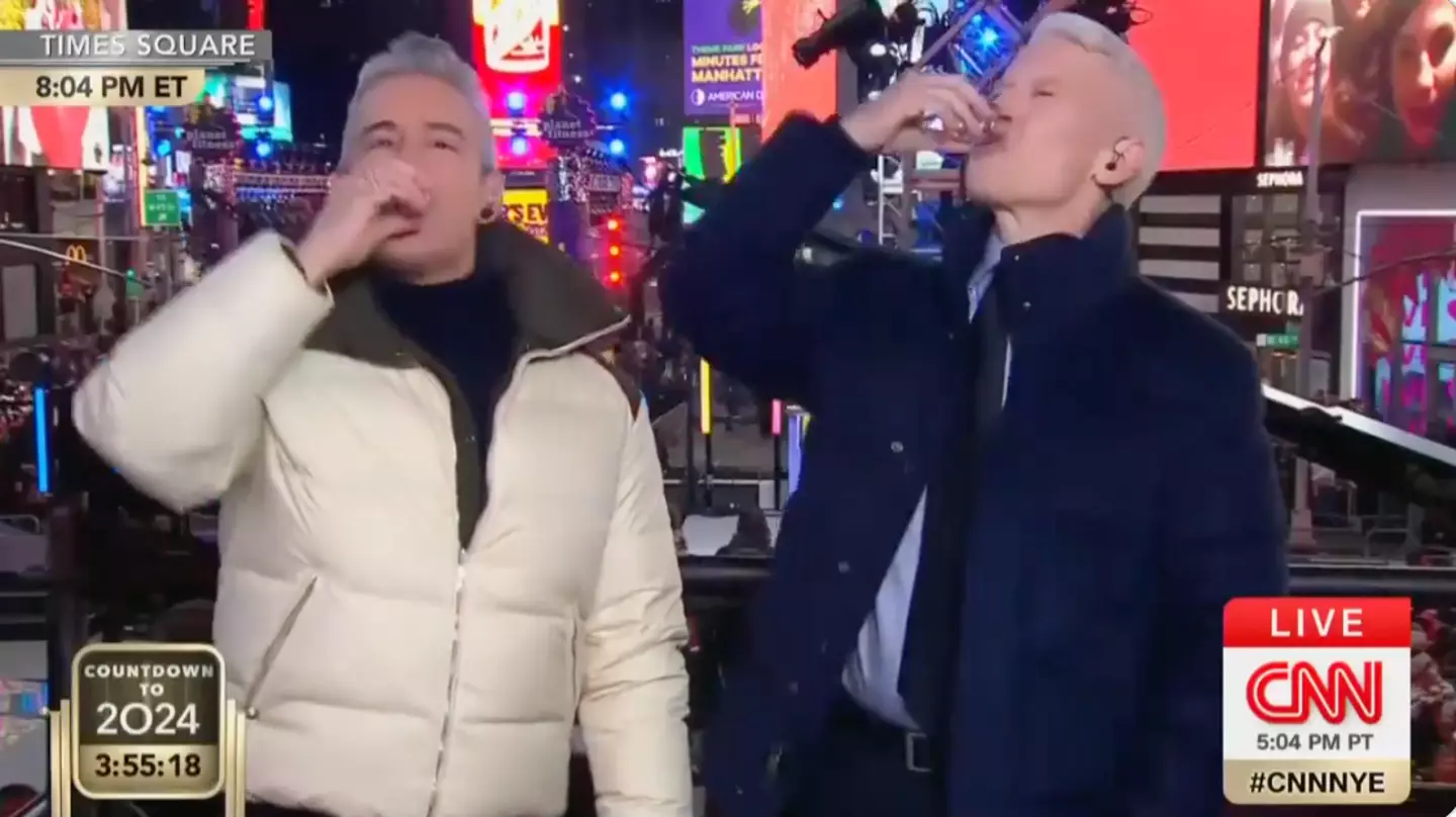 The hosting duo did a shot live on air.