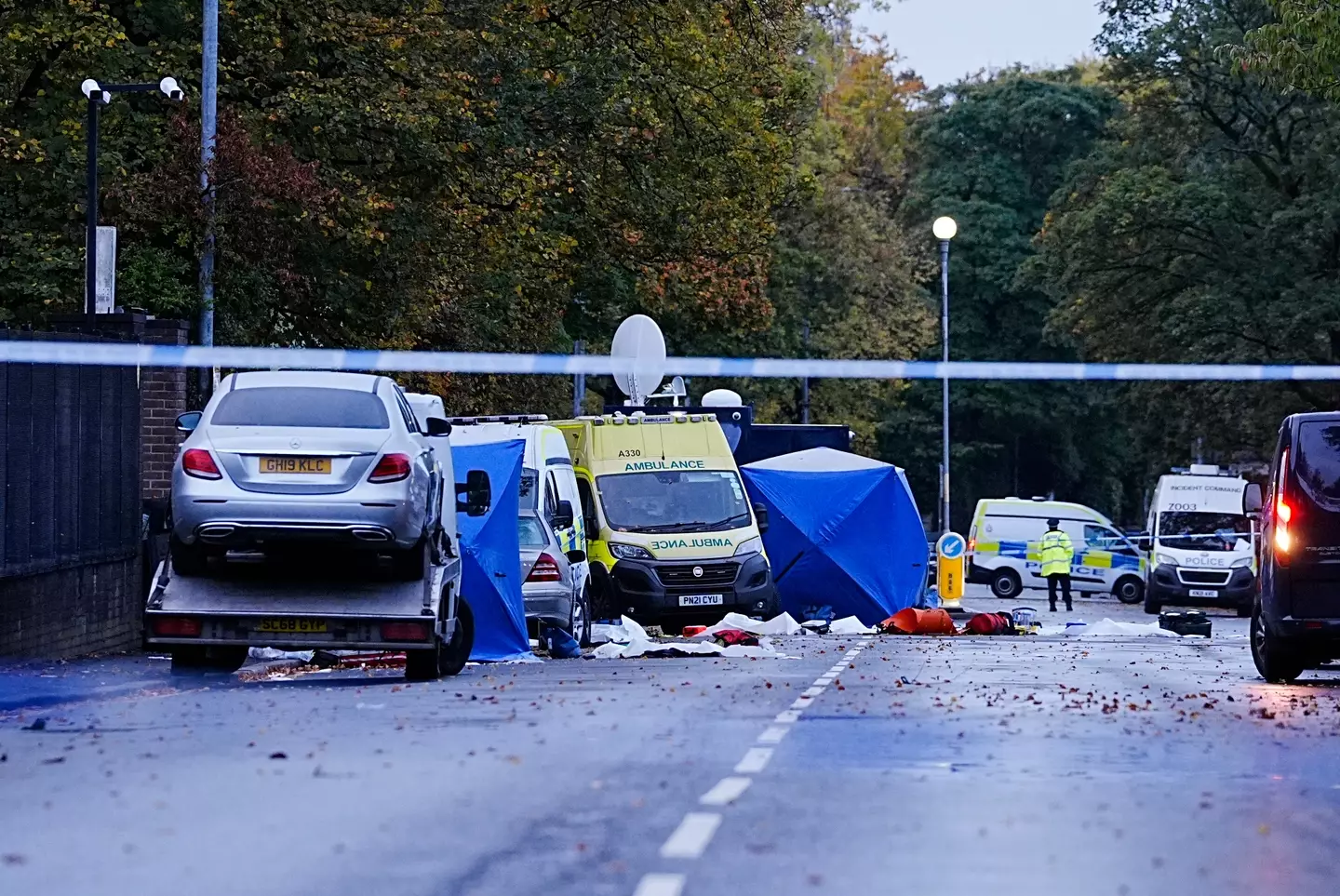 Police have remained at the scene, which is still closed off as investigations continue (PA)