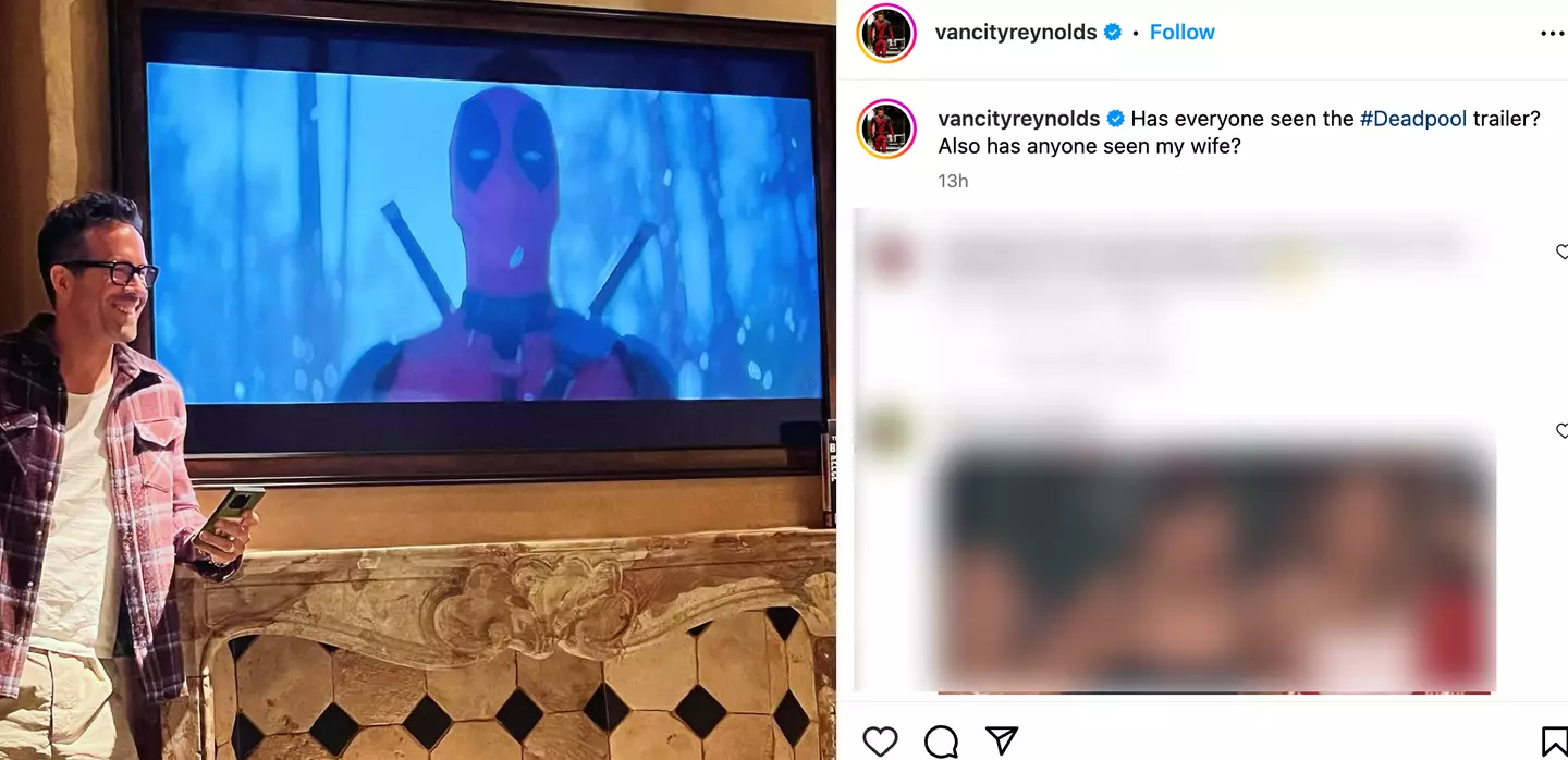 Ryan Reynolds took to Instagram to troll his wife.