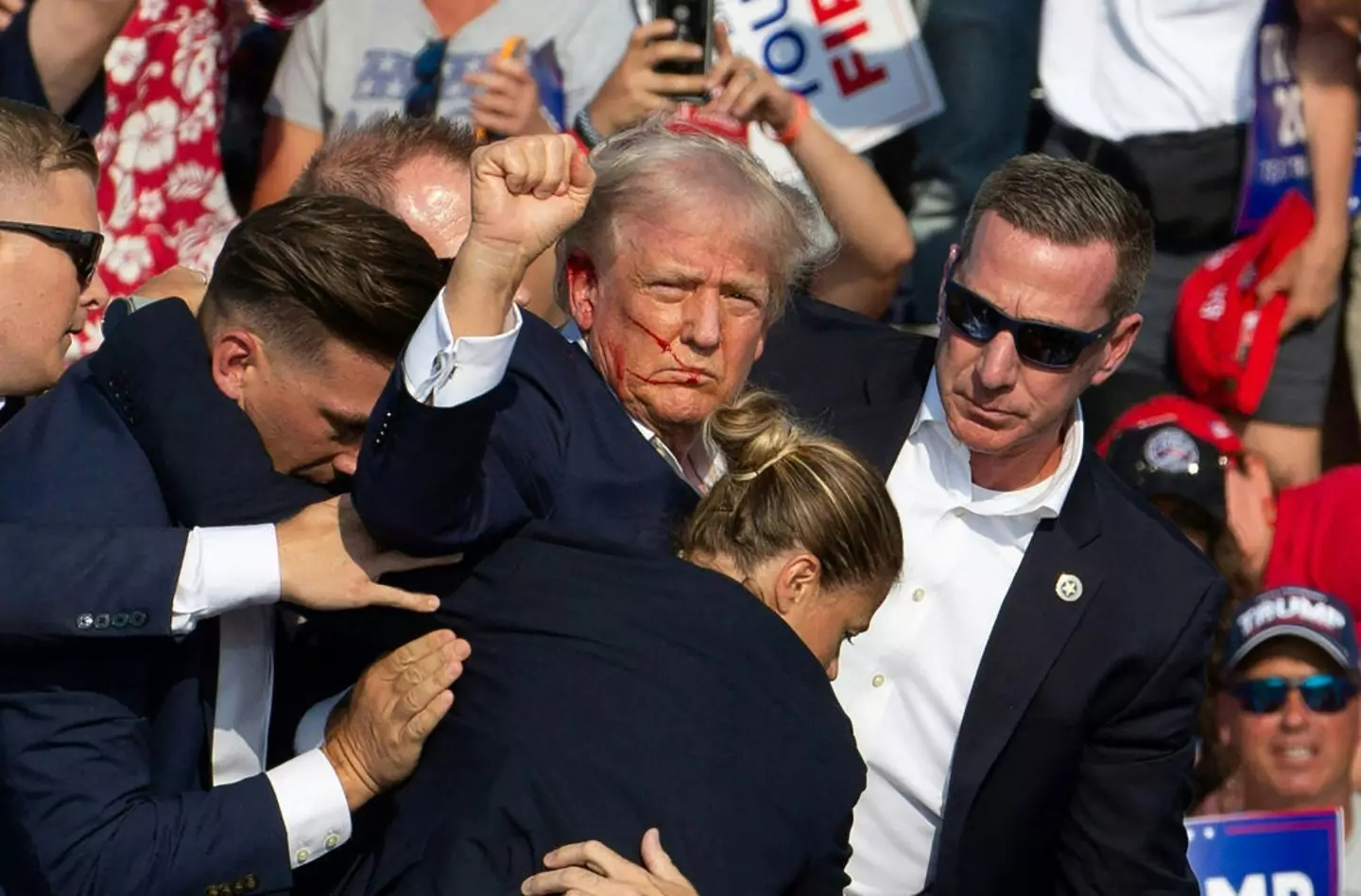 Donald Trump was shot in the ear during a rally in Butler, Pennsylvania, at the weekend. (REBECCA DROKE/AFP via Getty Images)