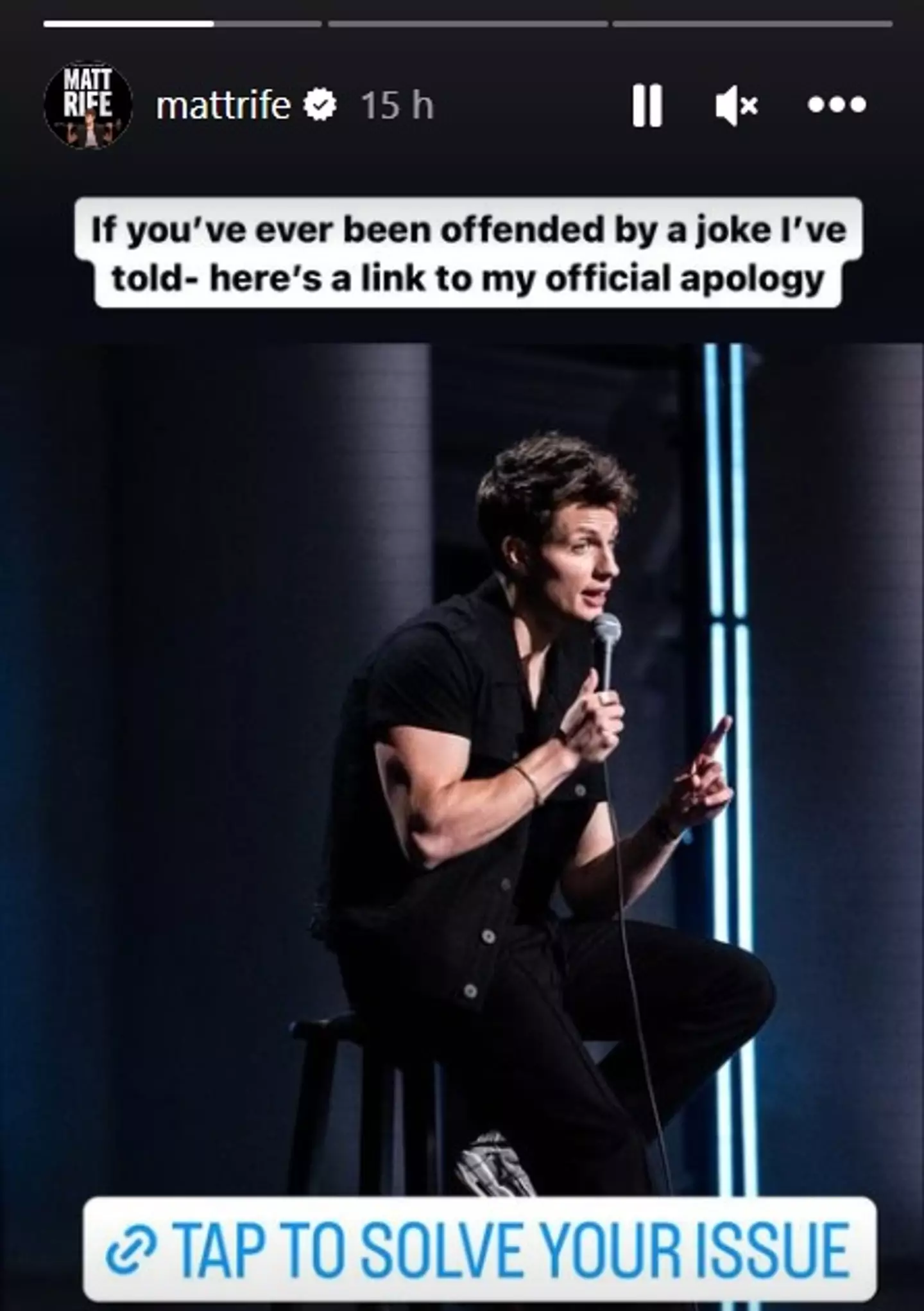 The comedian offered an 'apology' to people which caused further problems.