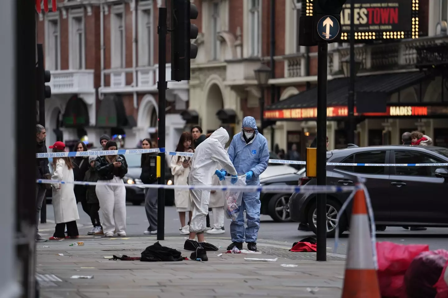 A police cordon is now in place on Shaftesbury Avenue (Jordan Pettitt/PA Wire)