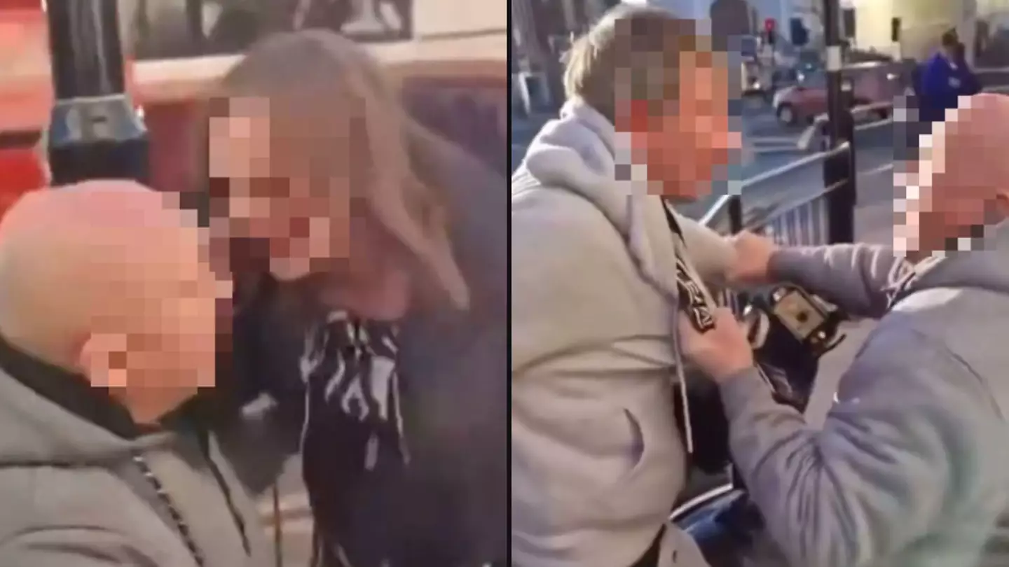 Man on mobility scooter runs woman over and pins man against barrier in truly bizarre scenes