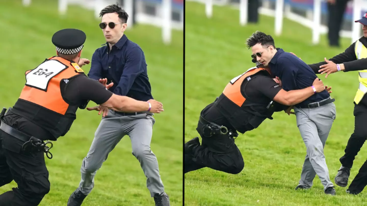 Man tackled by police after running onto Epsom race course