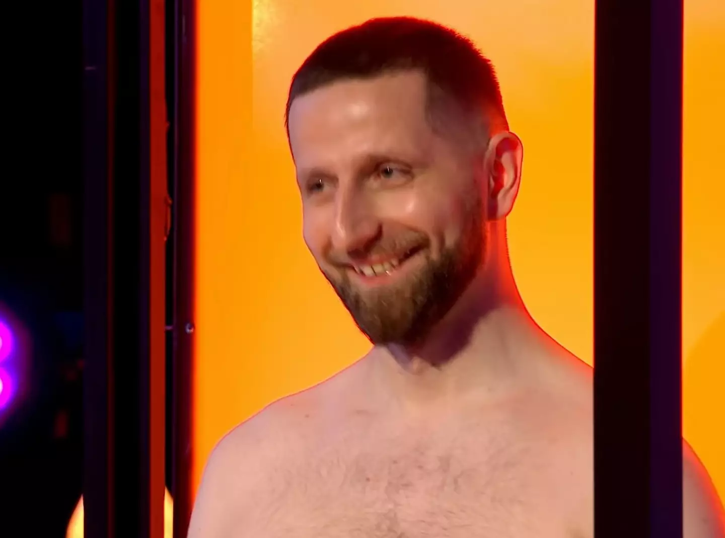 This is Maris. Maris had to stop talking on Naked Attraction. Maris did not end up getting the date. (Channel 4)