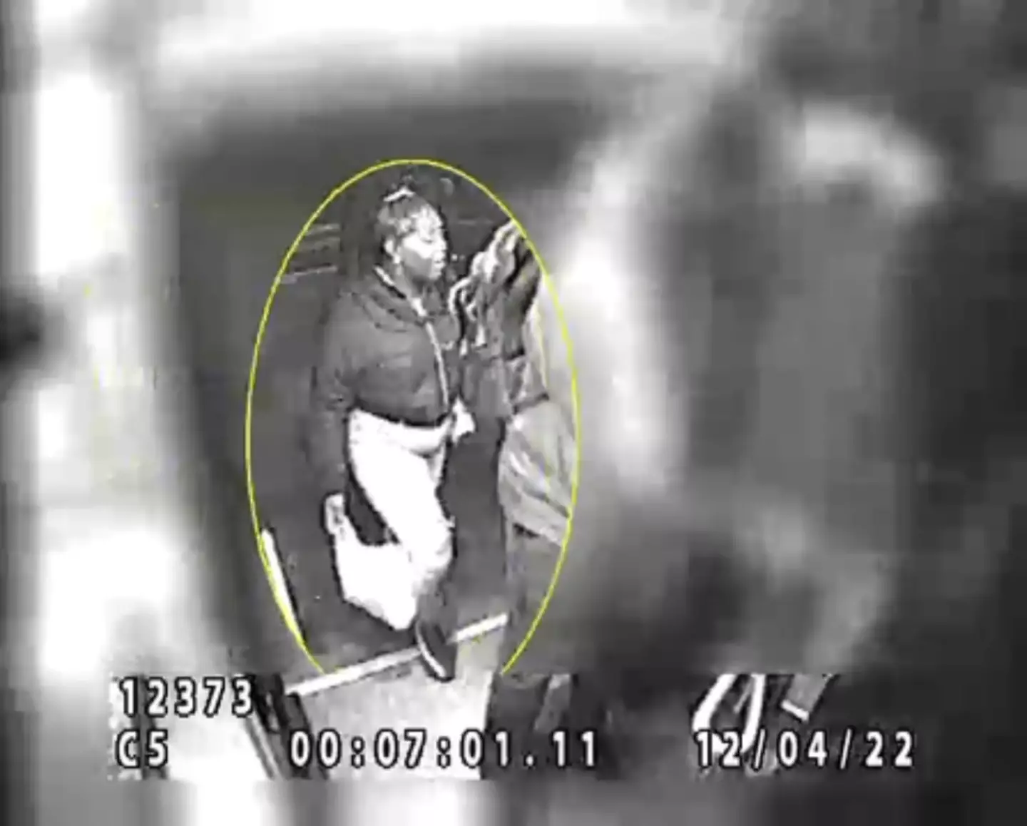 Grace seen getting on the bus at Woolwich station on April 12.