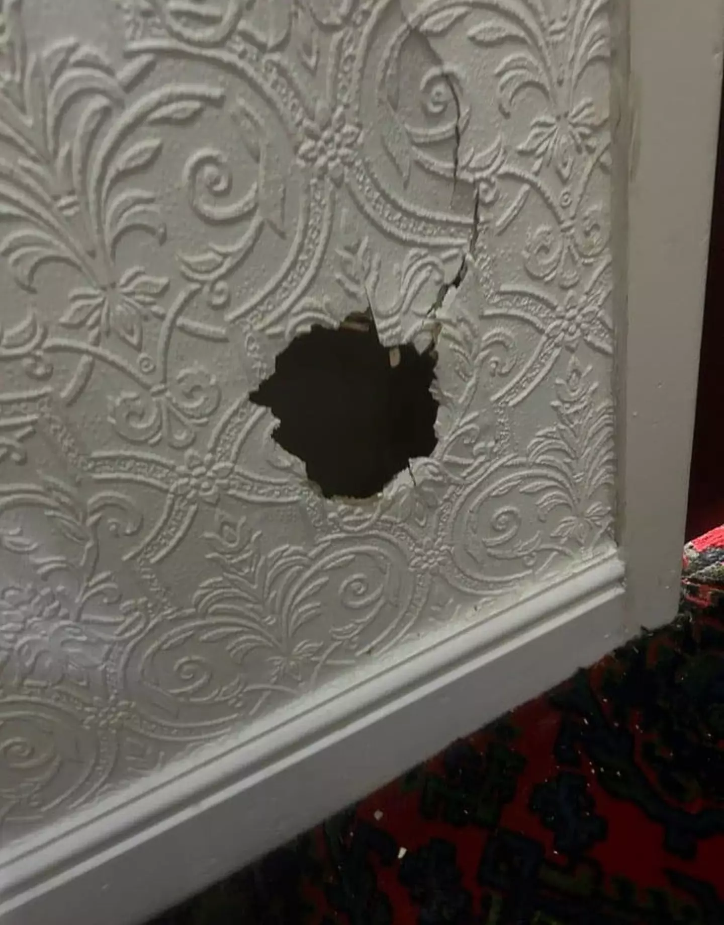 The family took pictures of holes in the walls of the hotel.