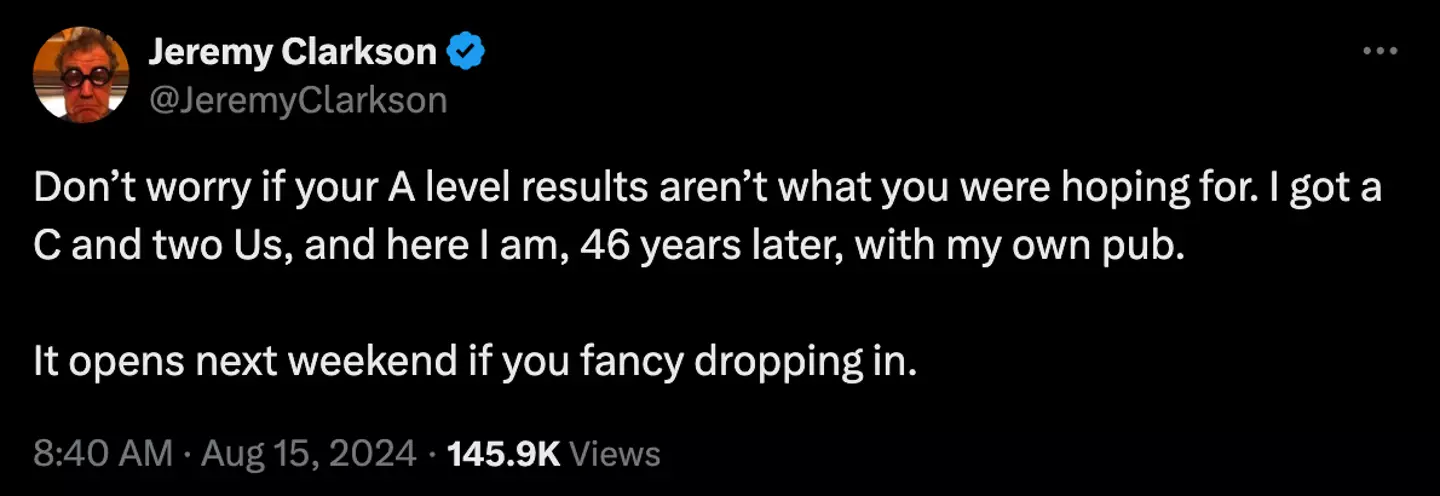 Classic Clarkson. (X/@JeremyClarkson)