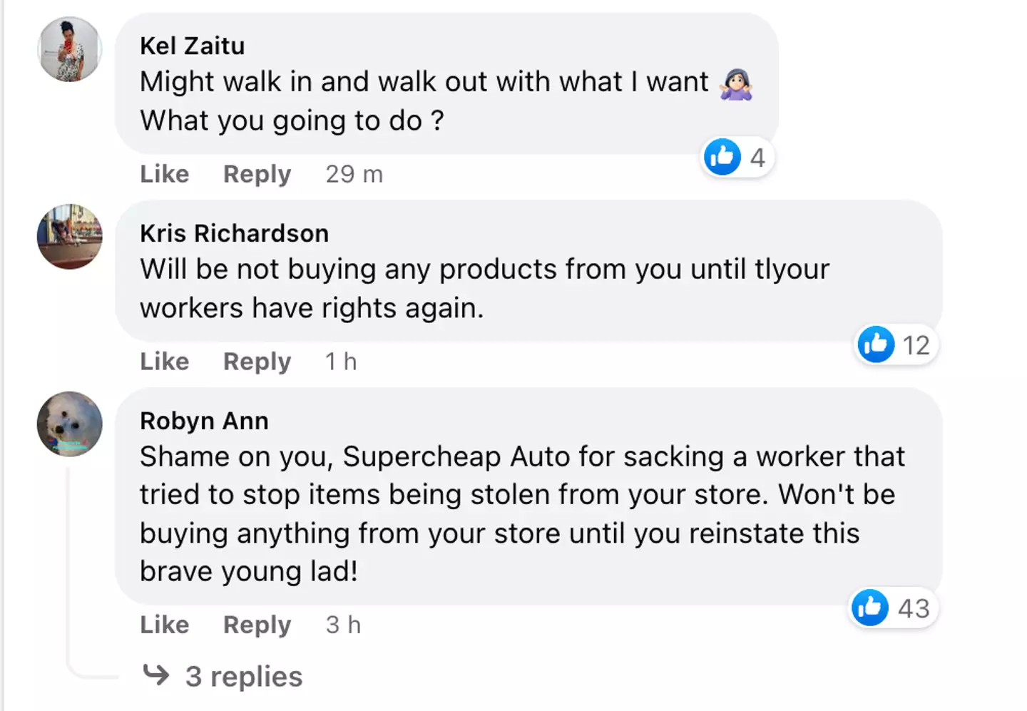 Supercheap Auto has faced backlash on social media after making its employee stand down after he helped apprehend a thief.