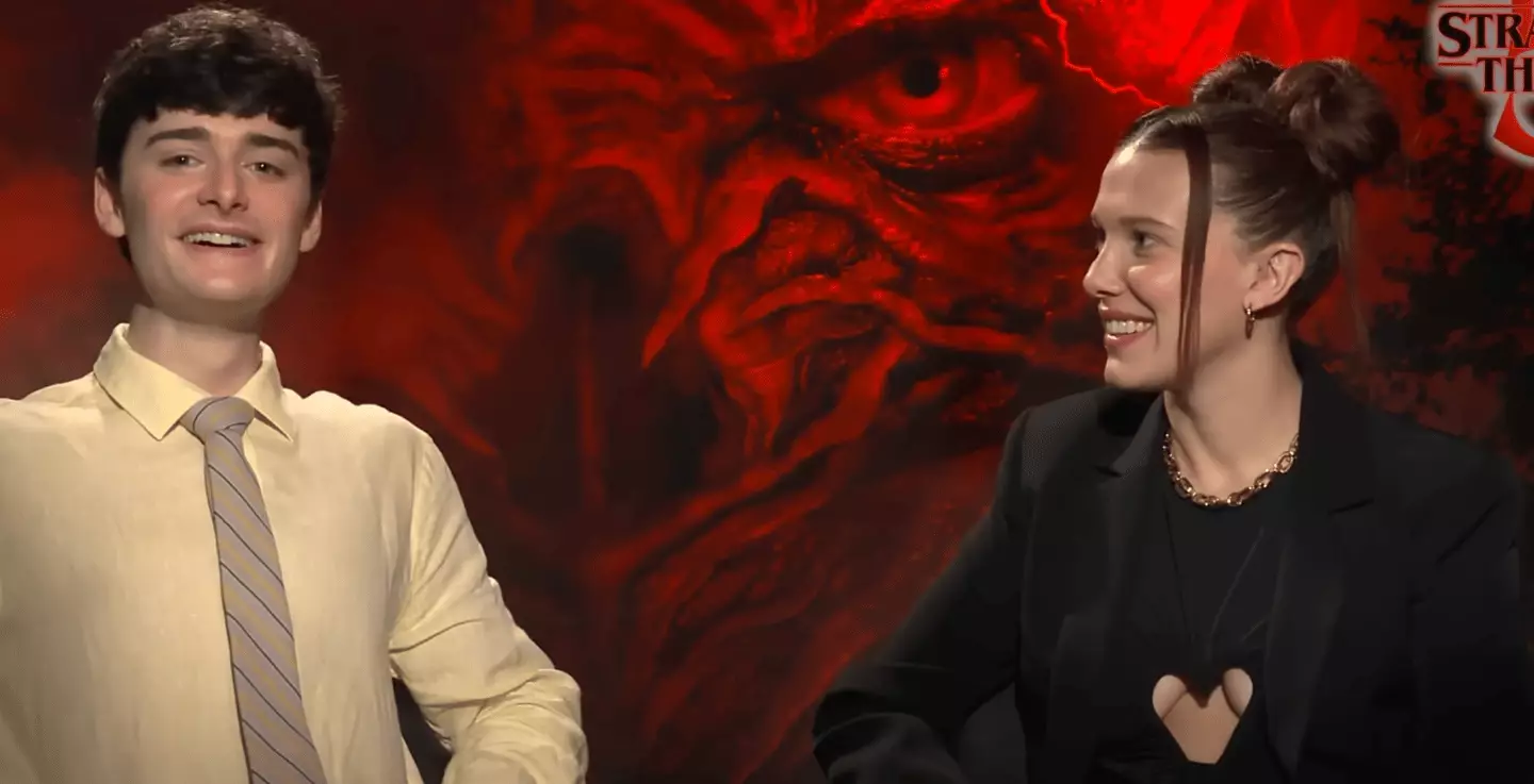 Millie Bobby Brown and Noah Schnapp were asked how they felt about the endings for their characters and Bobby Brown's reaction went viral (Netflix)