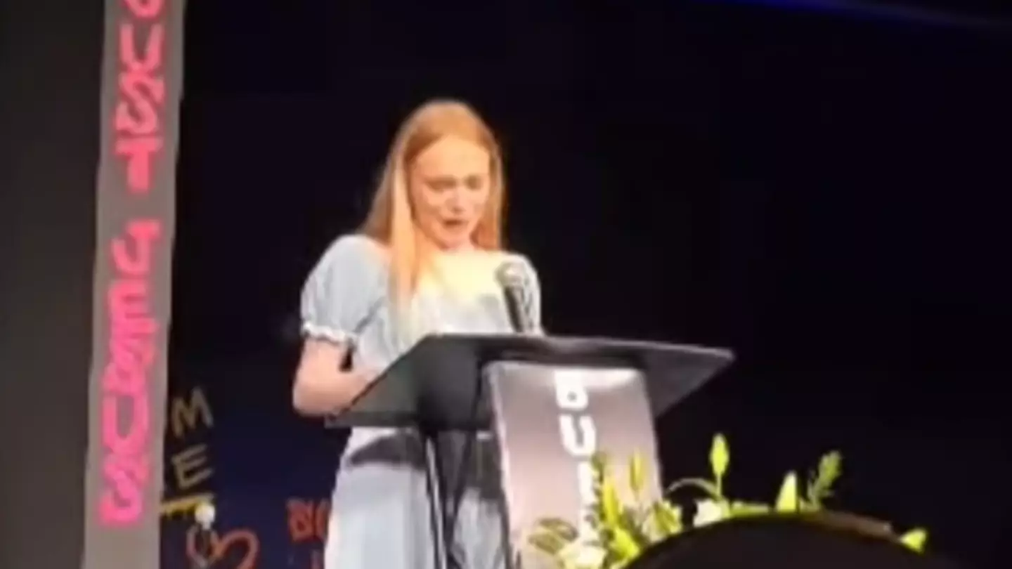 Chilling footage of 17-year-old's eulogy that made people suspect she ‘killed mother and stepdad’