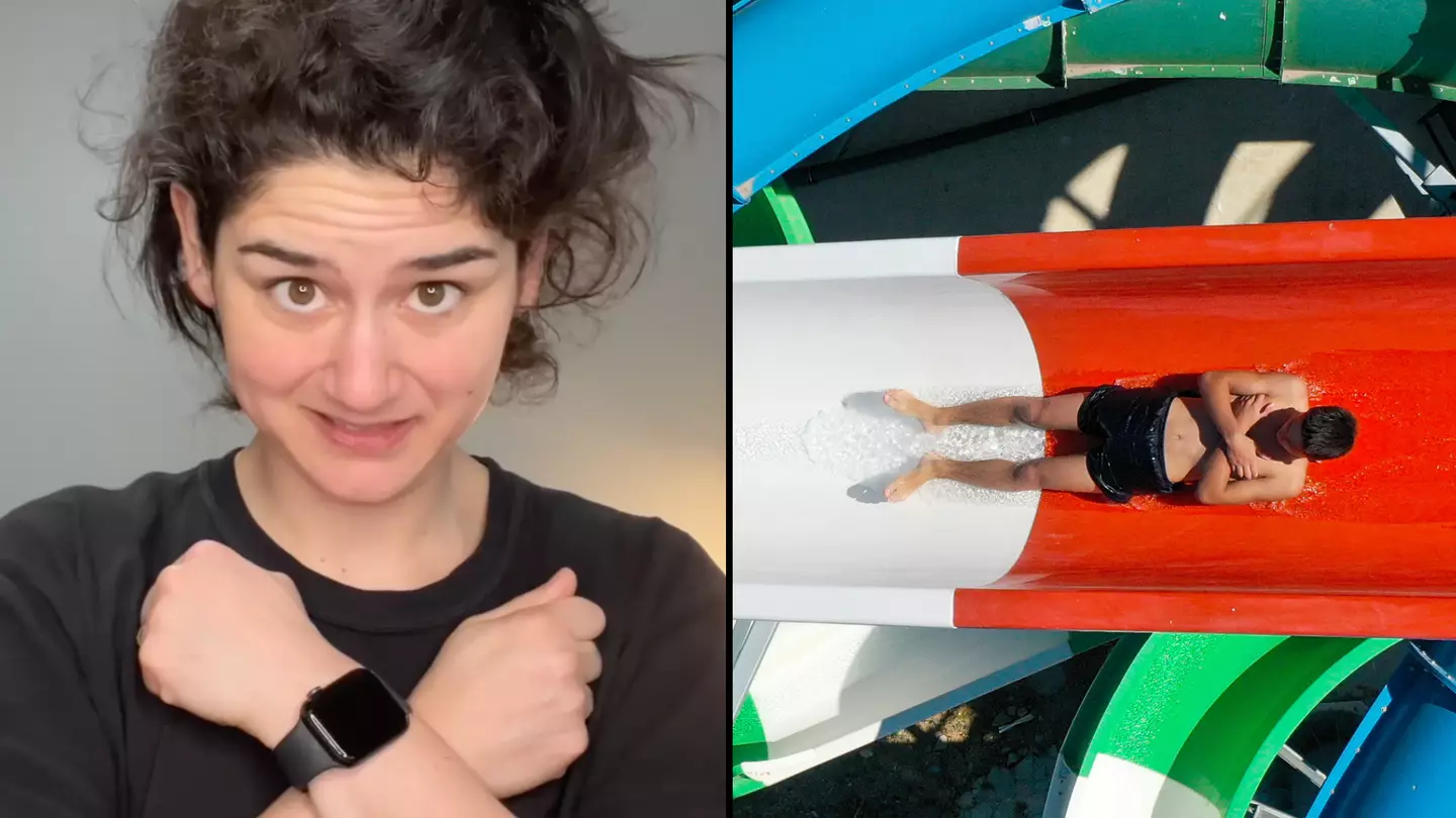 Woman explains why you should always cross your arms while going down a waterslide
