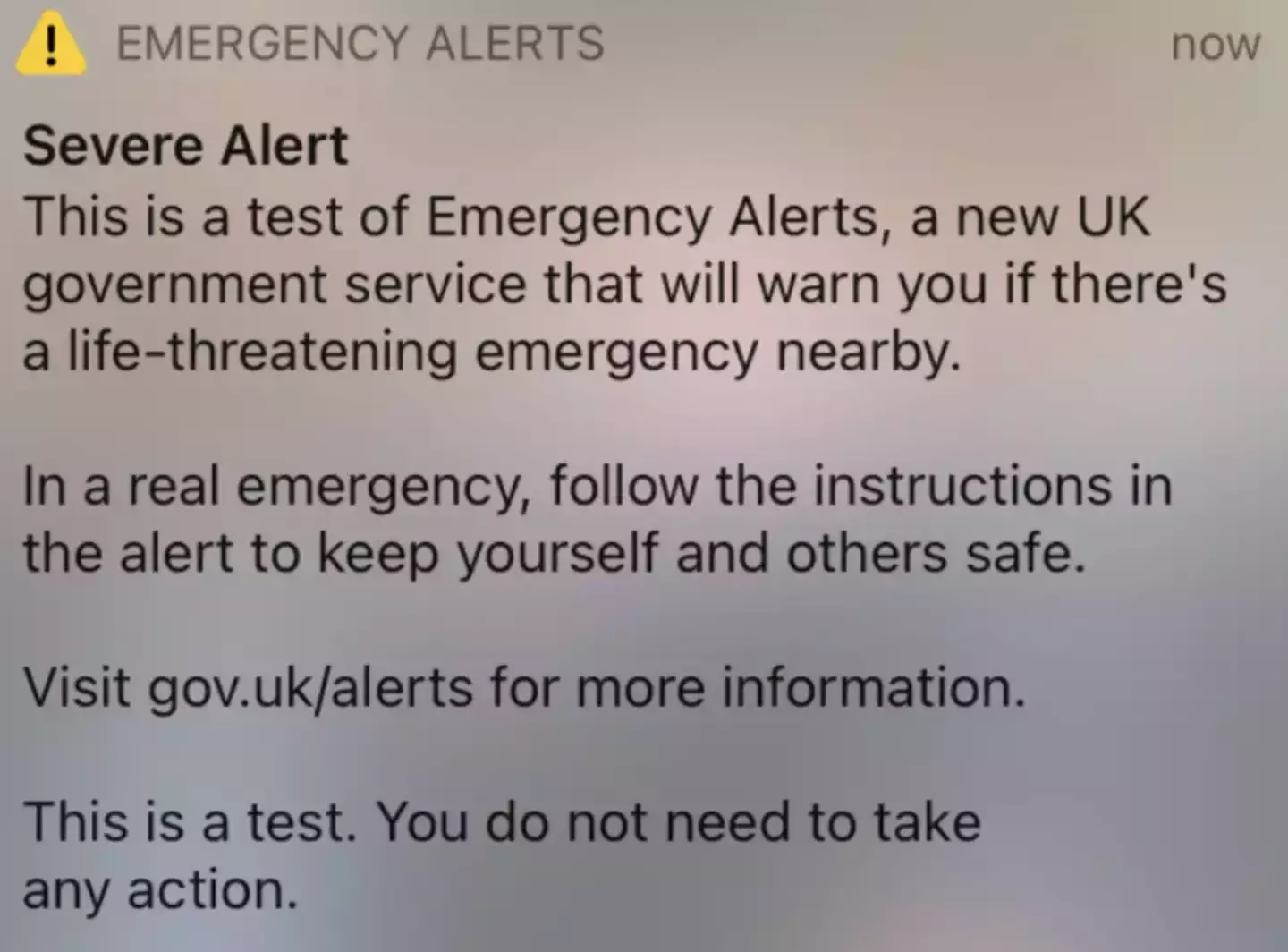 The alert was sent out to UK phones on Sunday, but not all Brits received it.