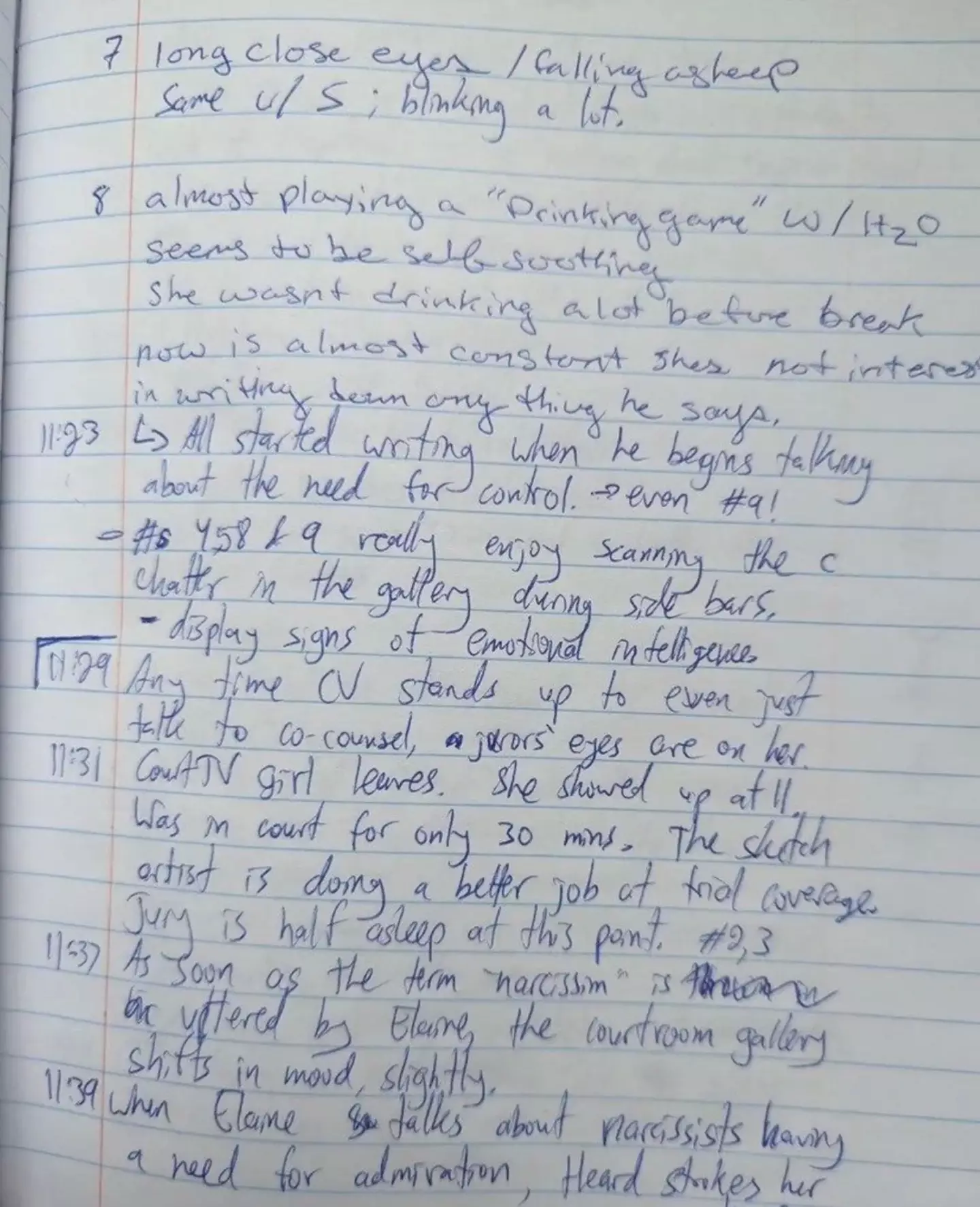 Larry's notebook consists of around twenty pages of notes per day.