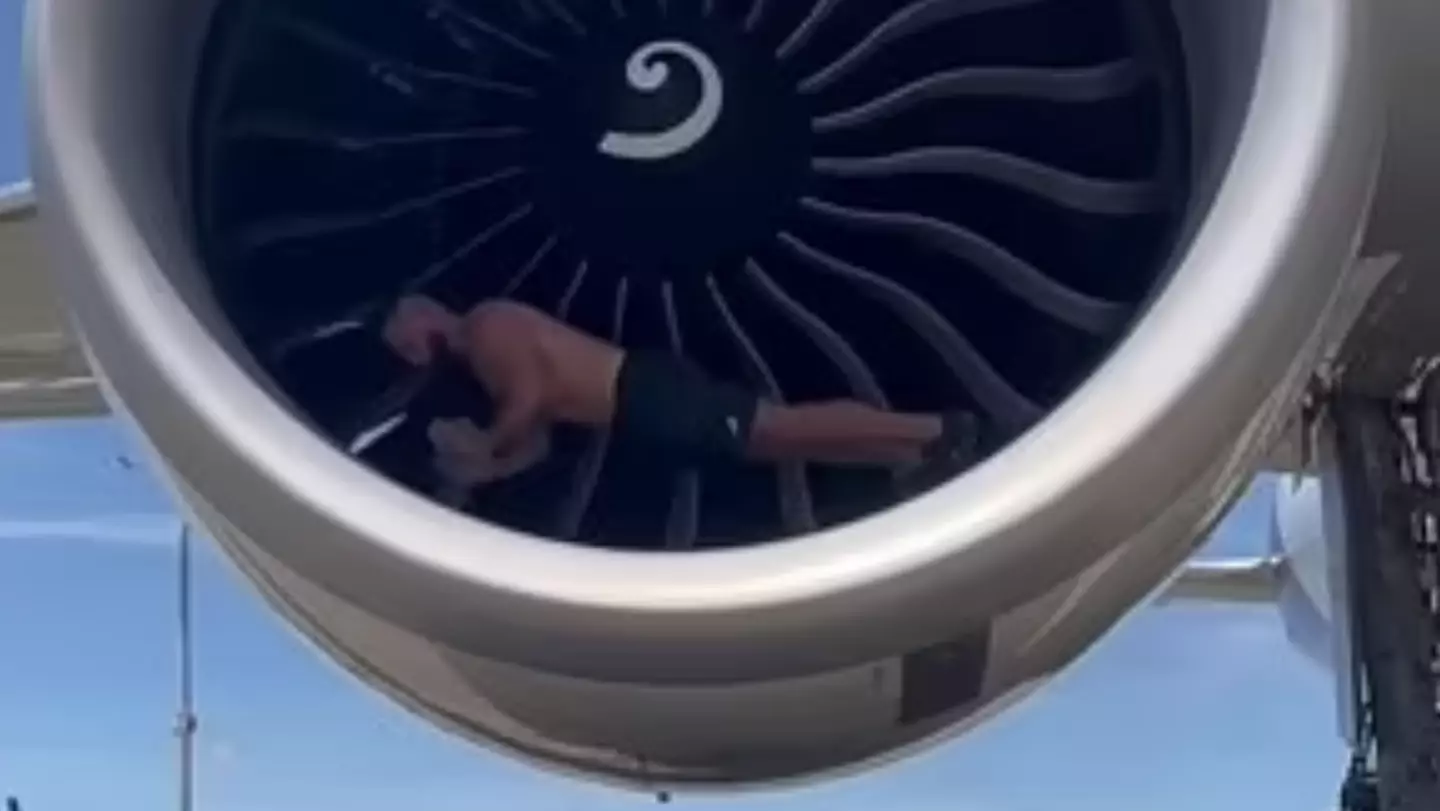 Bodybuilder defends 'dangerous' stunt after filming himself doing push-ups in moving plane engine