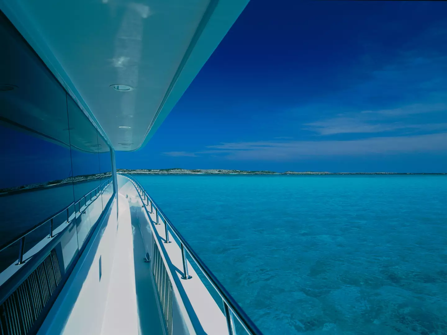 Gorgeous waters surrounding a cruise ship.