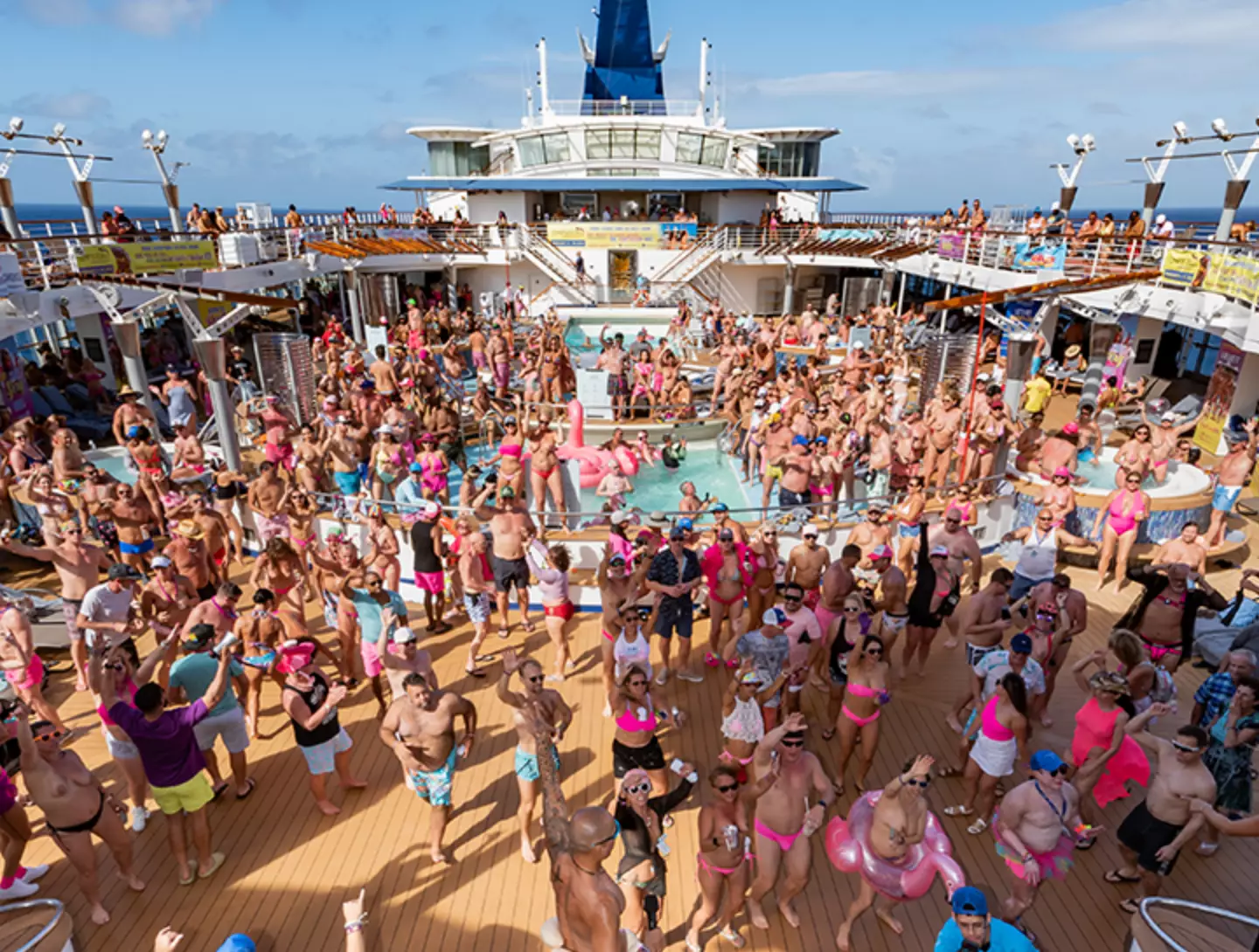 You don't have to wear clothes in the pool areas (Temptation Cruises)