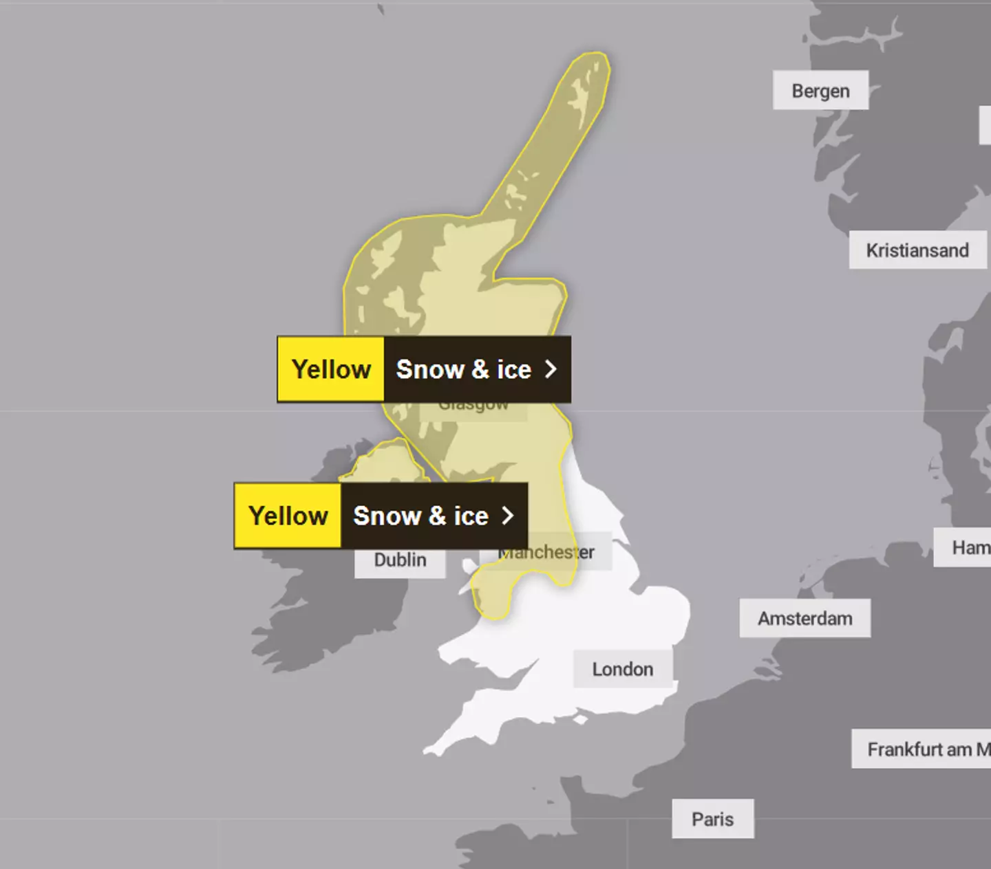 The snow bomb is set to hit the UK as early as Monday.
