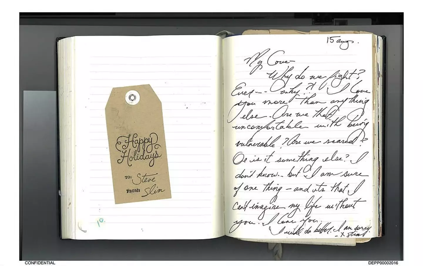 Johnny Depp and Amber Heard shared the 'love journal', which would see them write love notes to one another.