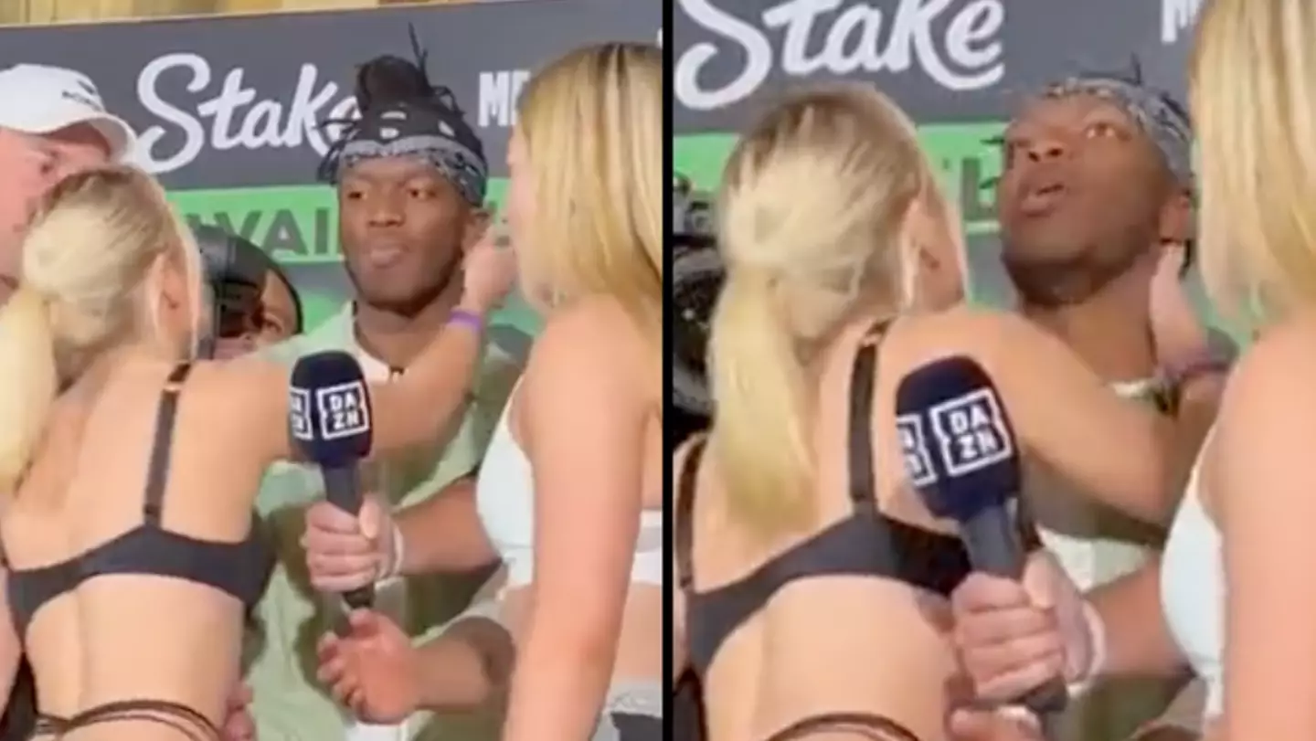 KSI's awkward reaction as Astrid Wett goes in for a kiss goes viral