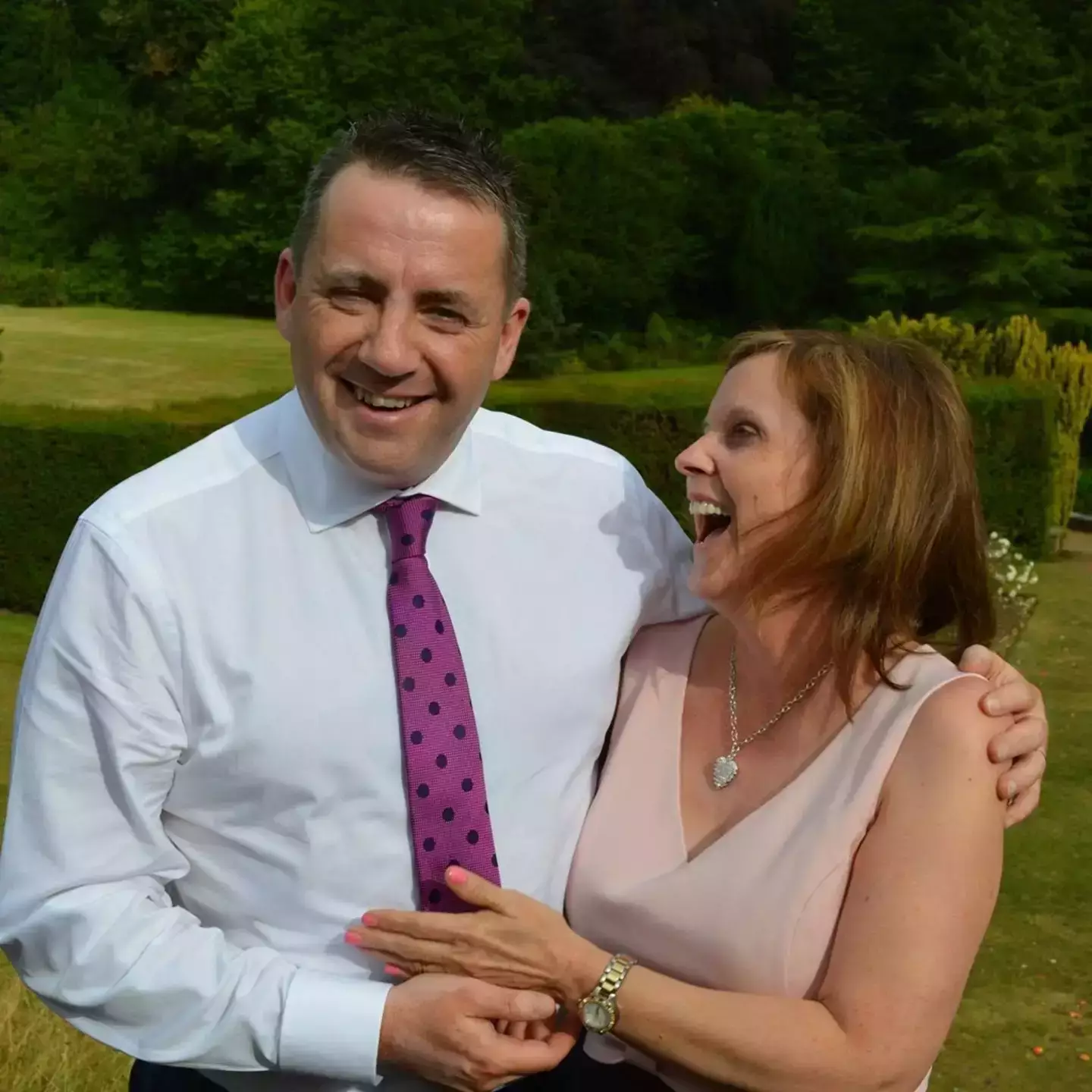 Racing commentator John Hunt with his wife Carol (BBC)