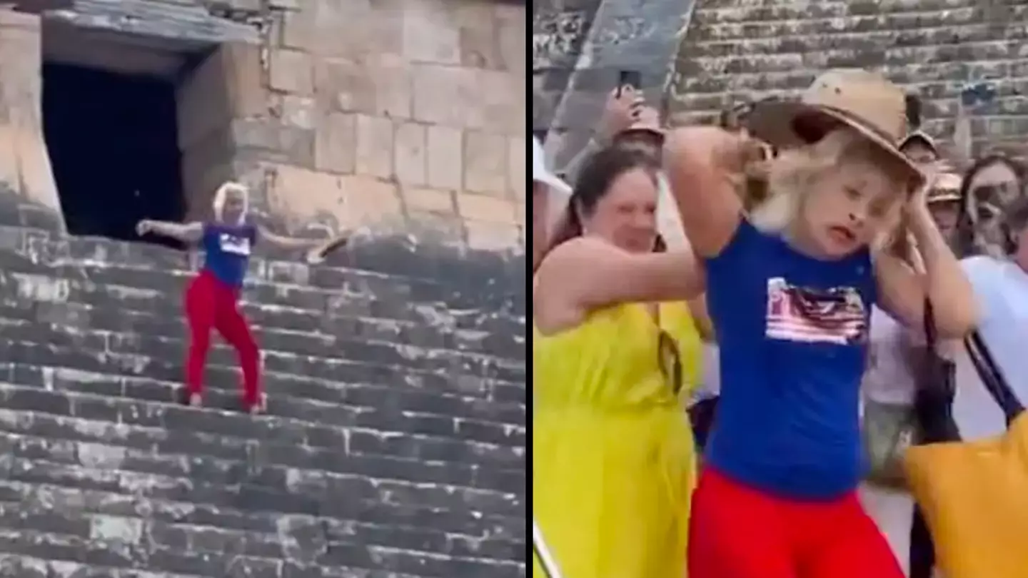 Woman who was mobbed for climbing ancient Mayan pyramid released and fined
