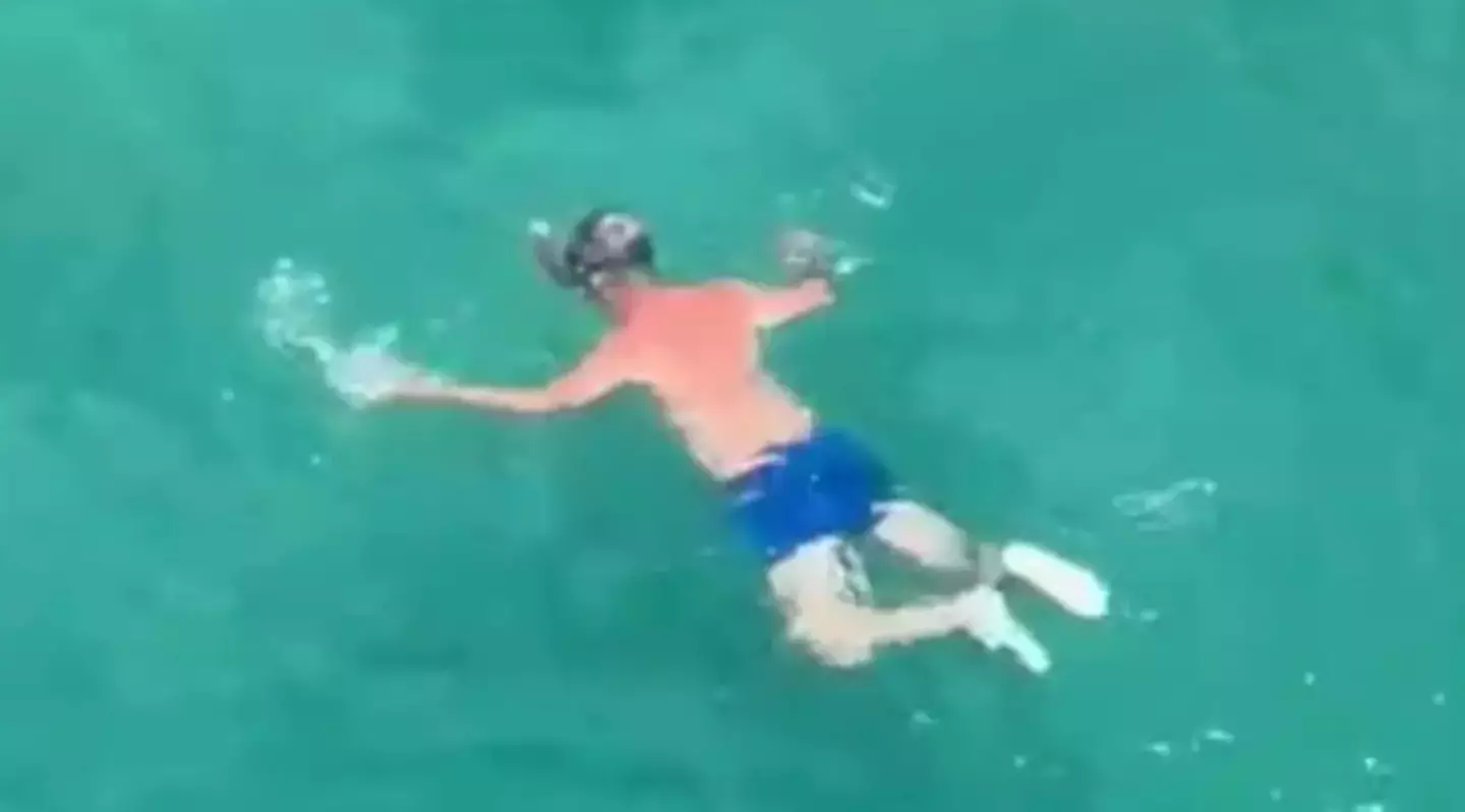 The 60-year-old pictured snorkelling whilst on holiday in Turkey this summer (SWNS)