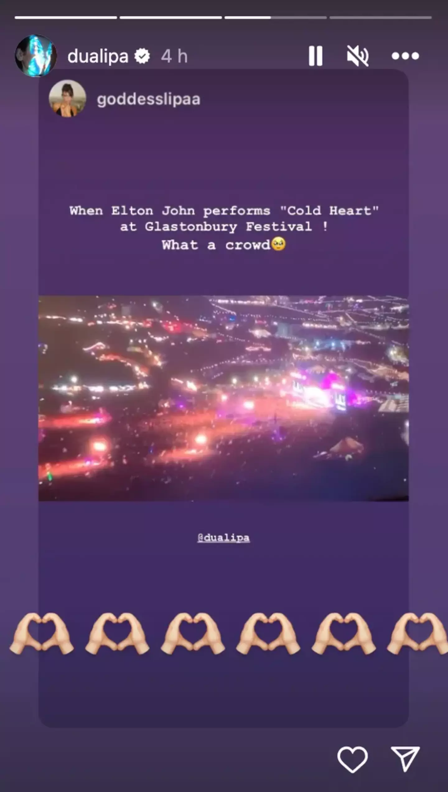 Dua Lipa showed love to Elton John on Instagram.