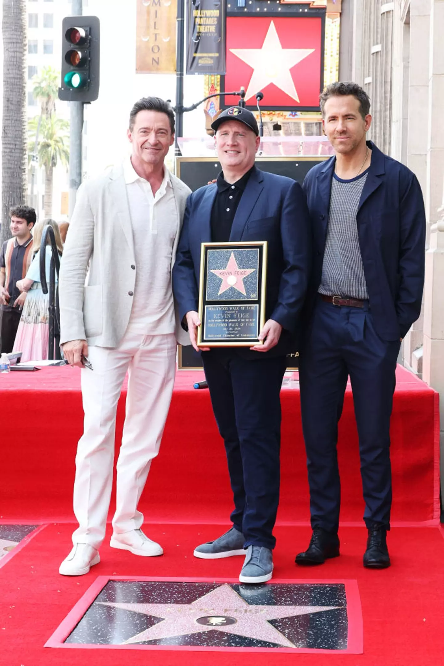 Jackman and Feige recently teamed up with Ryan Reynolds on Deadpool & Wolverine. ( JC Olivera/Variety via Getty Images)