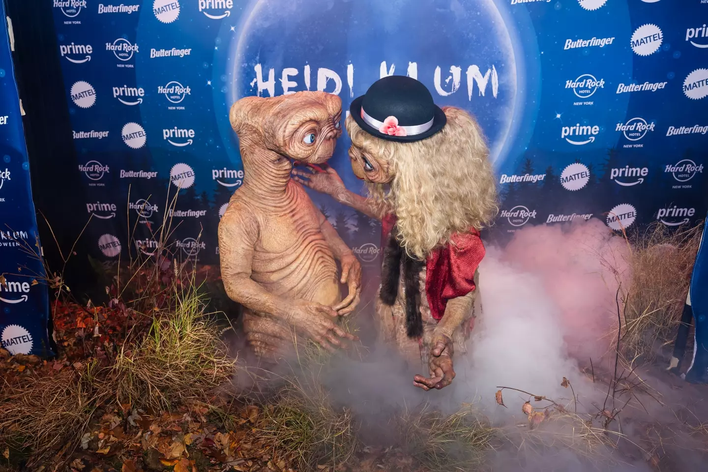 Heidi Klum and her husband both dressed up as E.T. for Halloween (TheStewartofNY/WireImage)