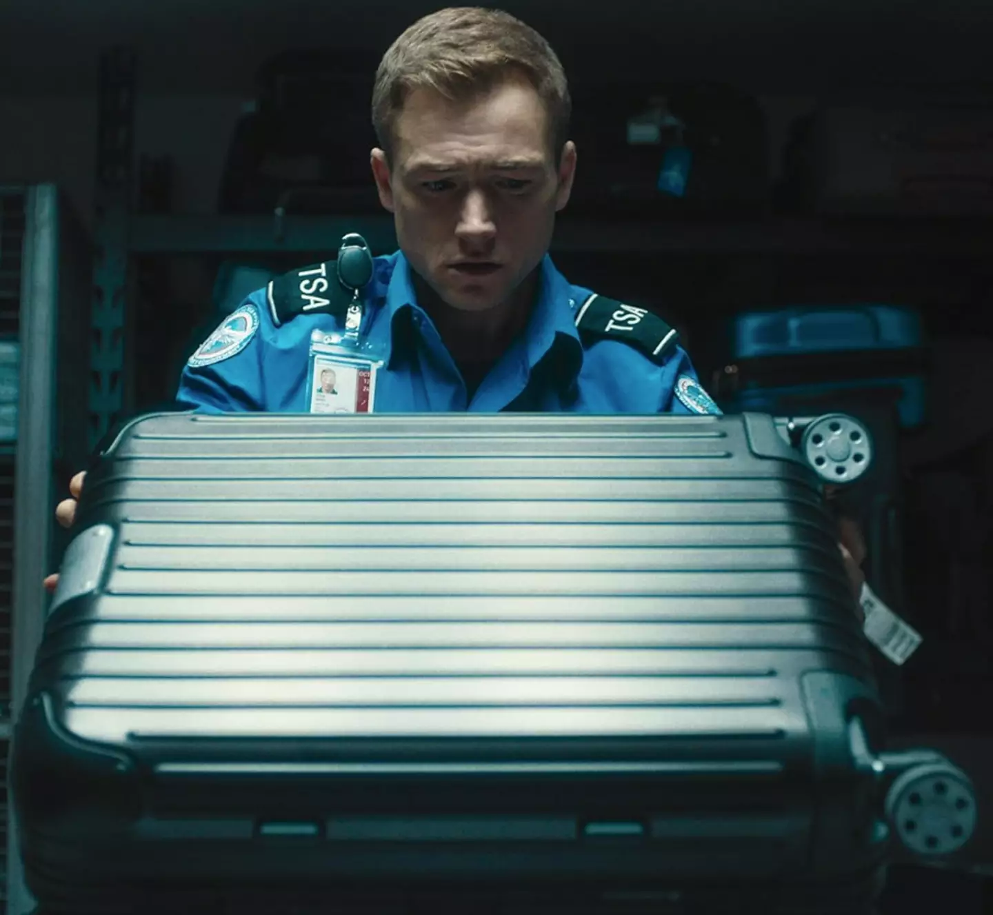 Taron Egerton as Ethan Kopek when tasked with disarming the Novichok bomb (Netflix)