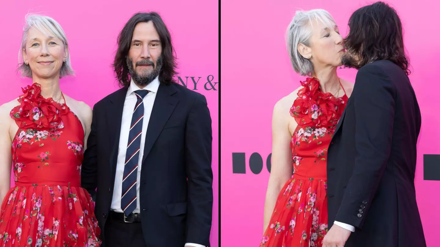 Keanu Reeves and girlfriend Alexandra Grant share kiss in front of the cameras at gala event