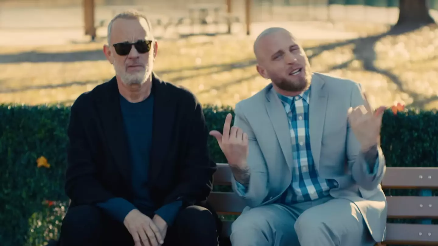 Tom Hanks and his son Chet recreate iconic Forrest Gump scene