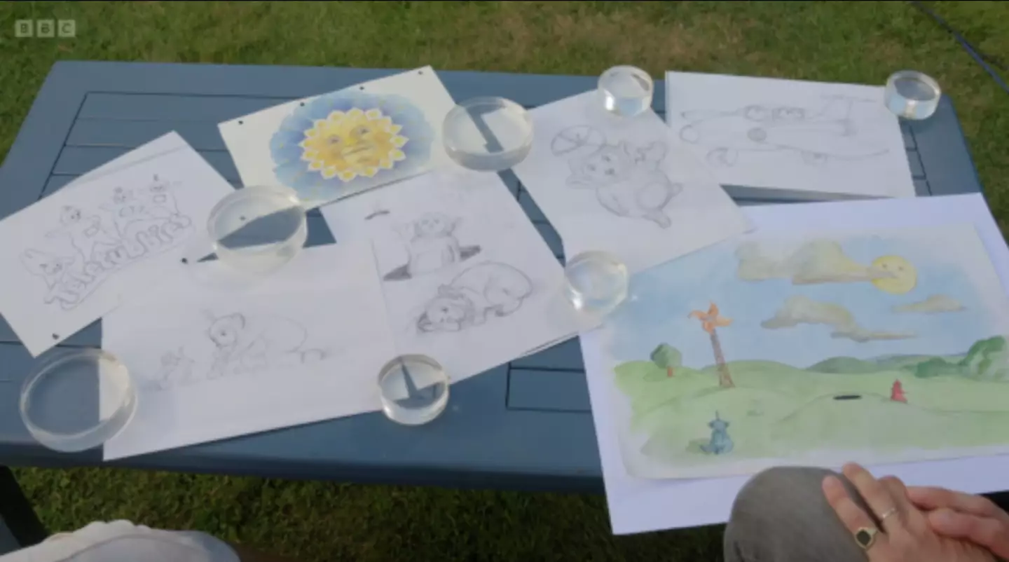 The sketches show the four famous children's characters in the very early stages of development.