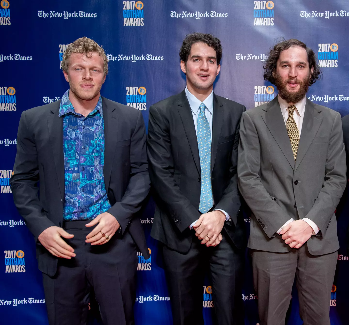 Sebastian Bear-McClard pictured with the Safdie brothers (Roy Rochlin/FilmMagic via Getty Images)