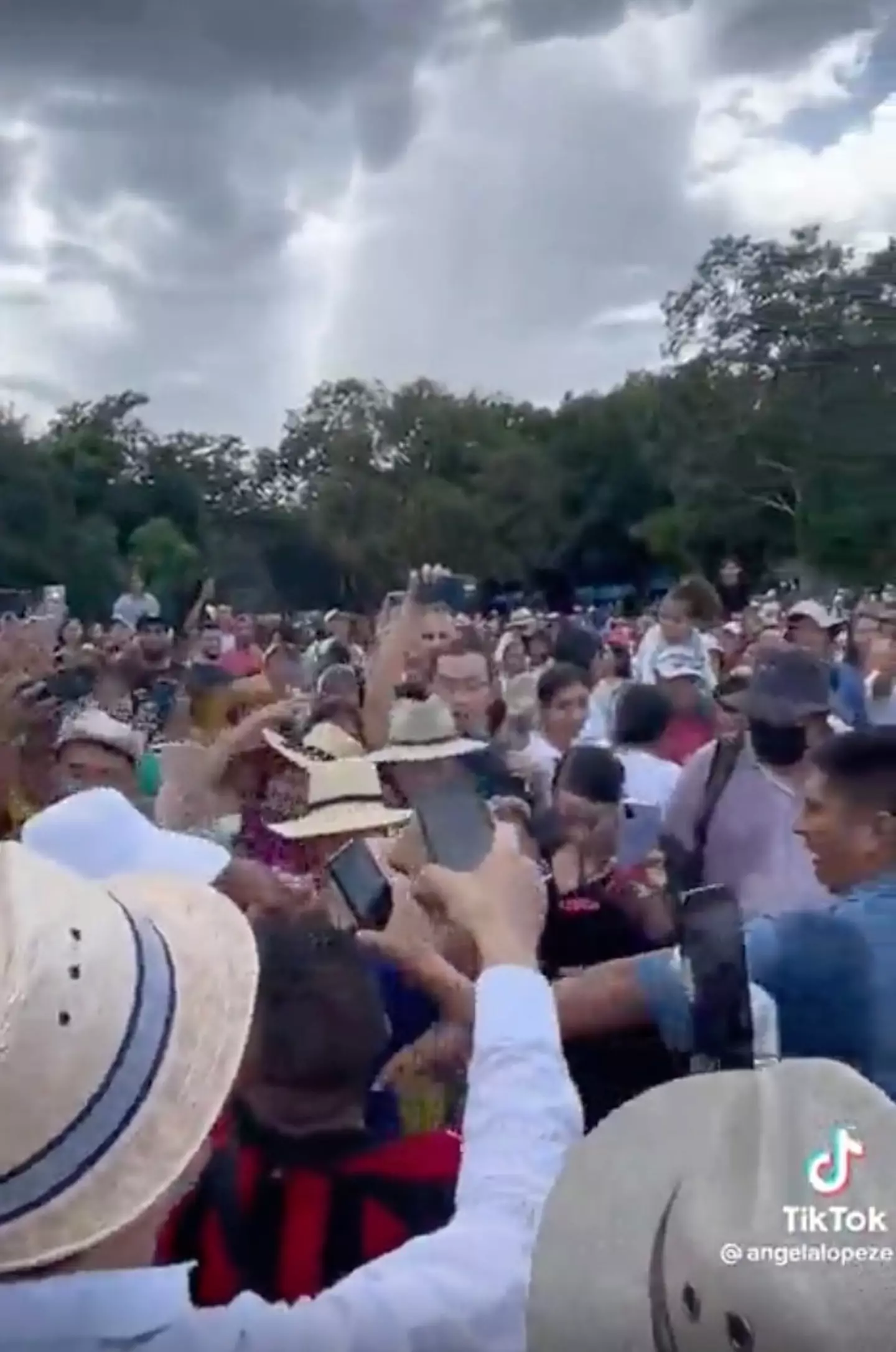 The woman was met by an angry crowd when she reached the bottom of the pyramid.