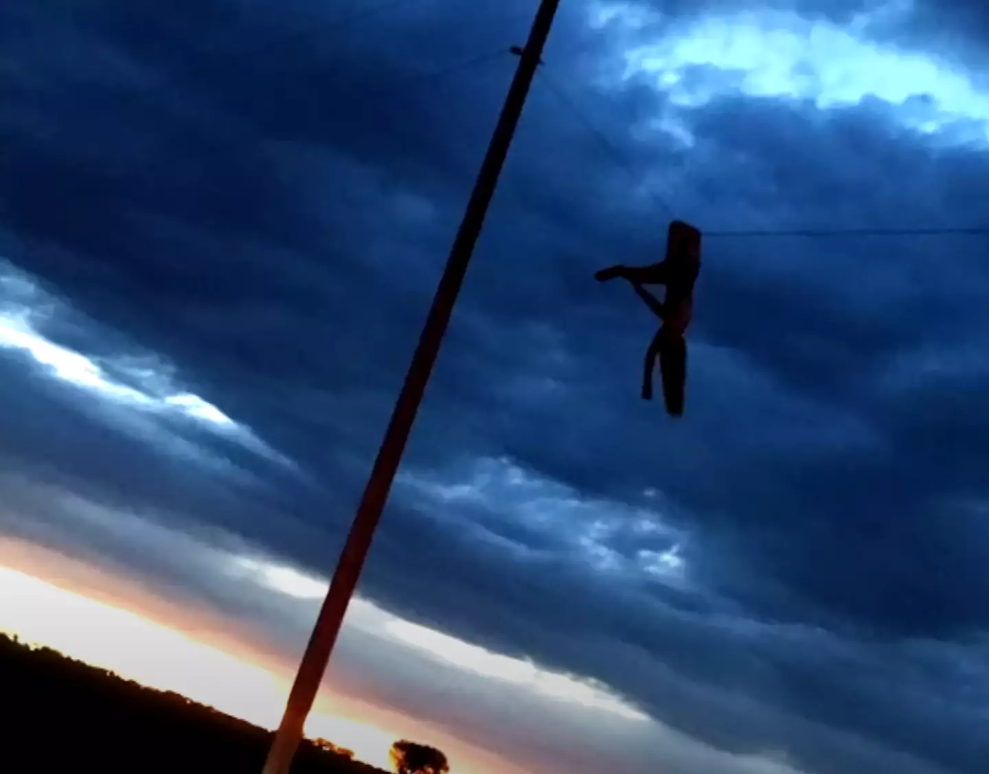 Kennedy was on the power line after a car crash (Inside Edition/Instagram/@_kickitkenny_9)