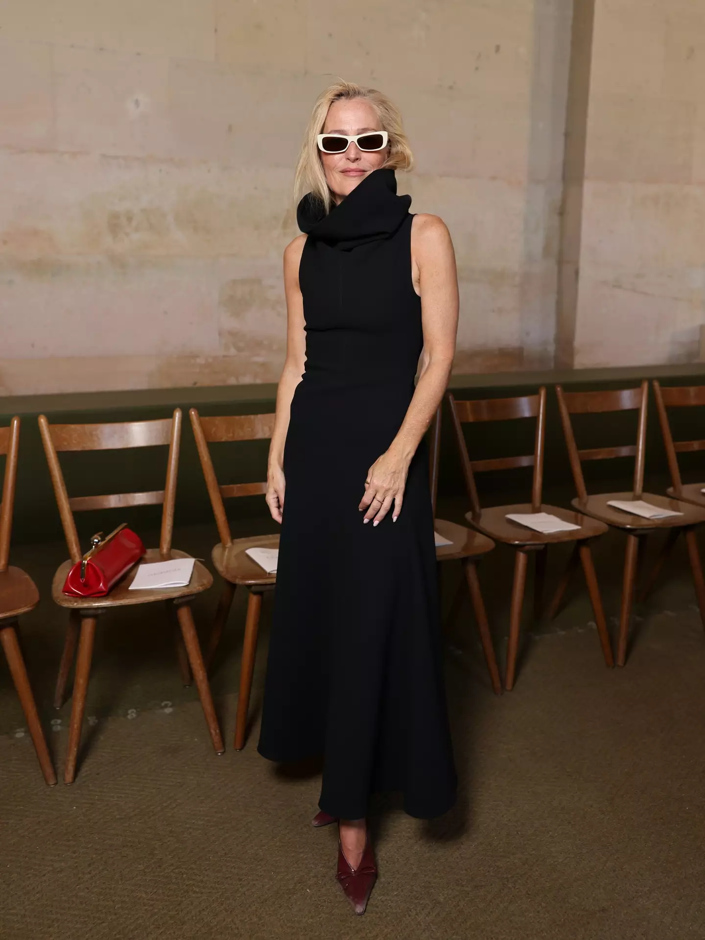 The actress, 56, might have been better off keeping her shades on for the 'candid' video to disguise her wide eyes (Arnold Jerocki/Getty Images for Jacquemus)