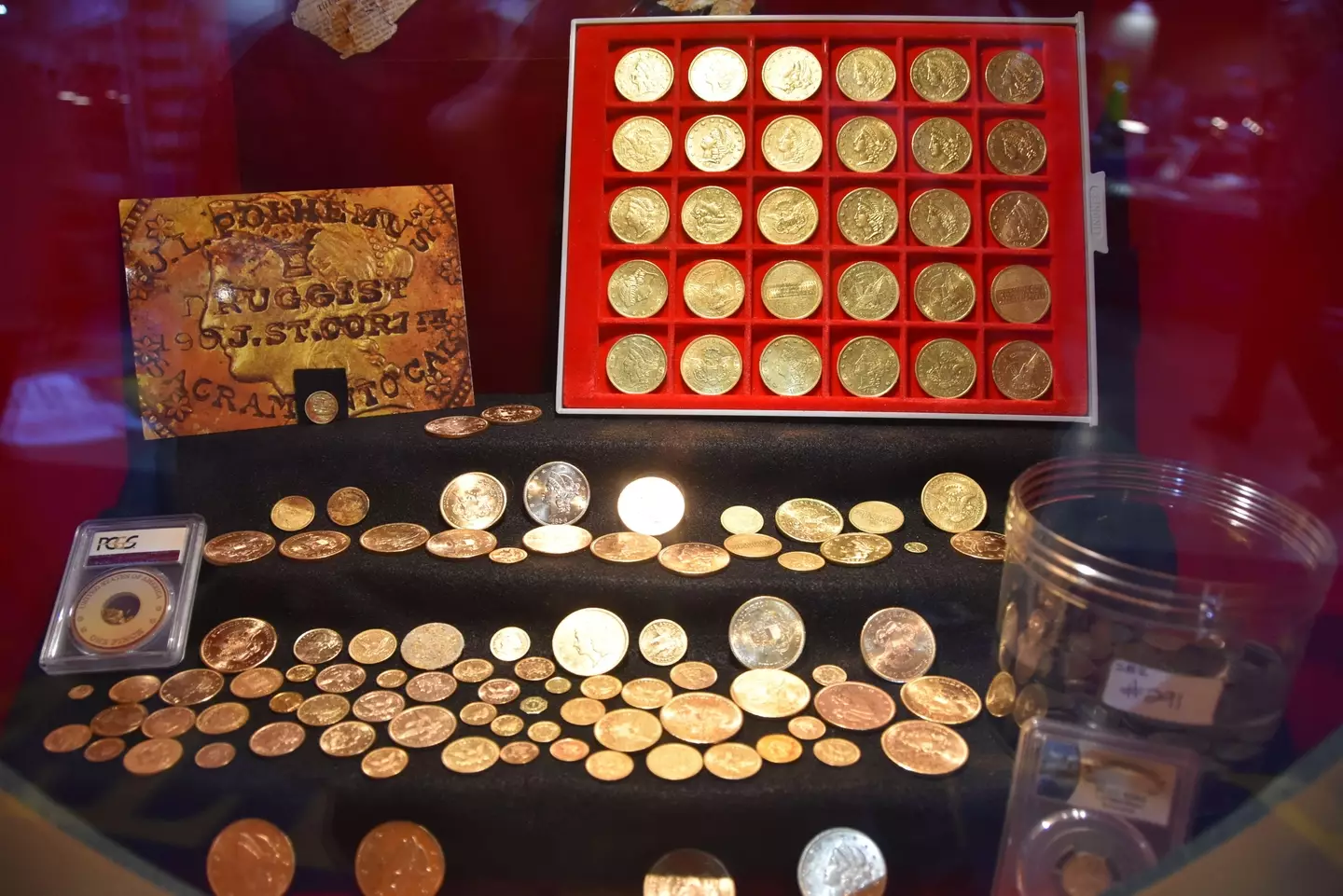 Some gold coins found in the wreckage.