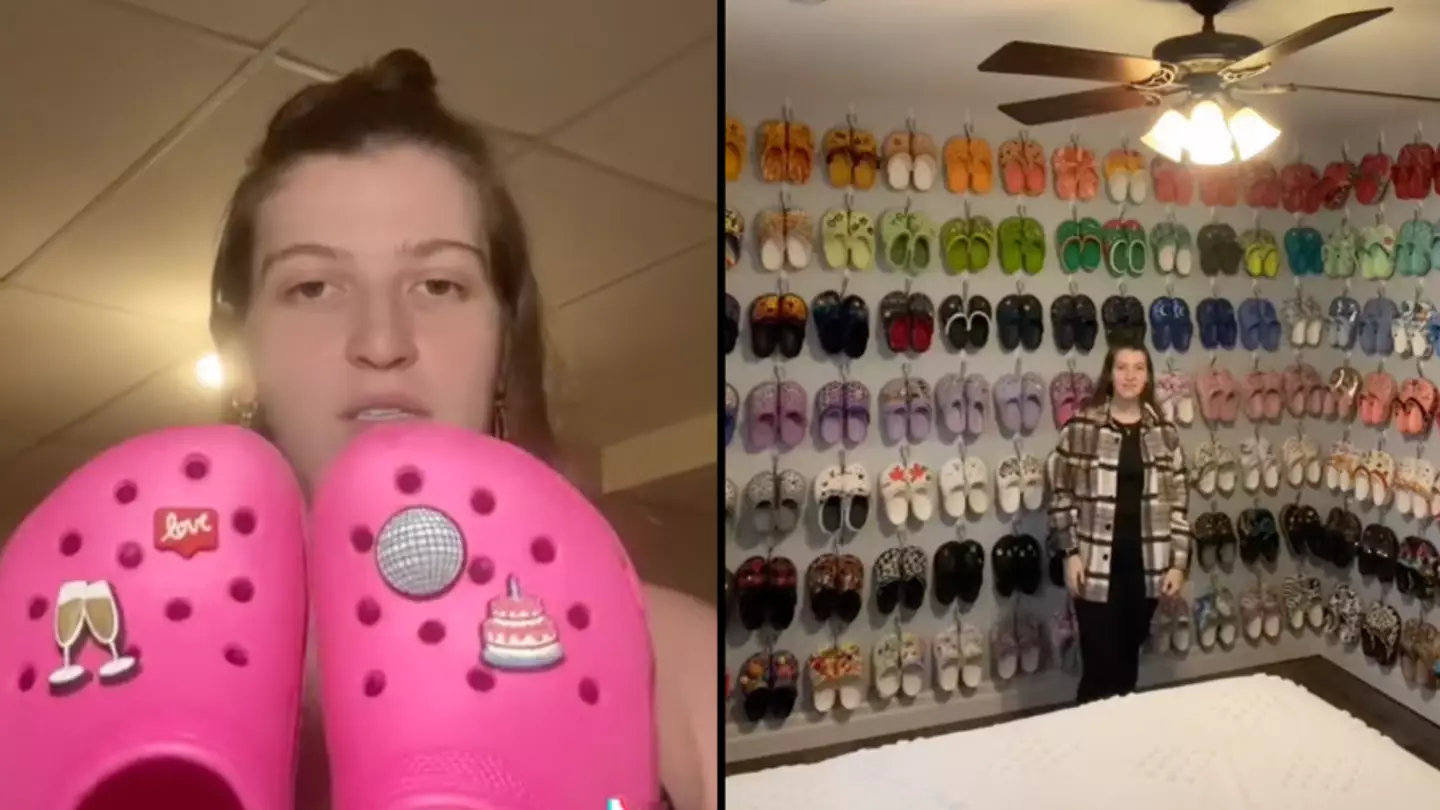 Woman shows off her huge Crocs collection where she has more than 150 pairs of shoes