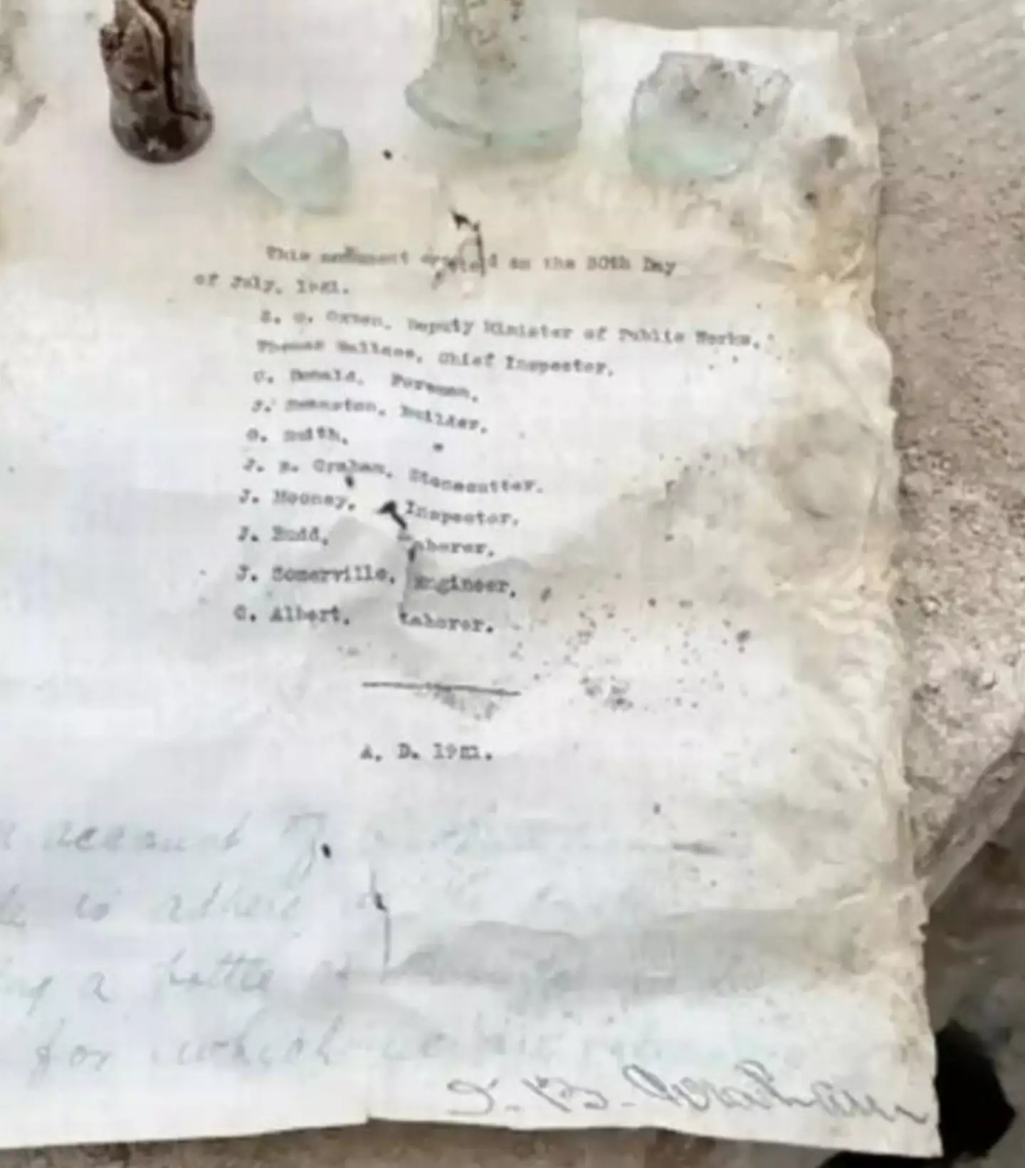 The letter had been hiding in the statue's base for over 100 years.