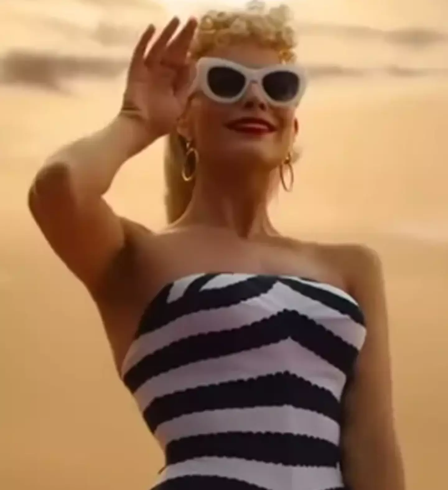 Barbie's first appearance is in her swimsuit.