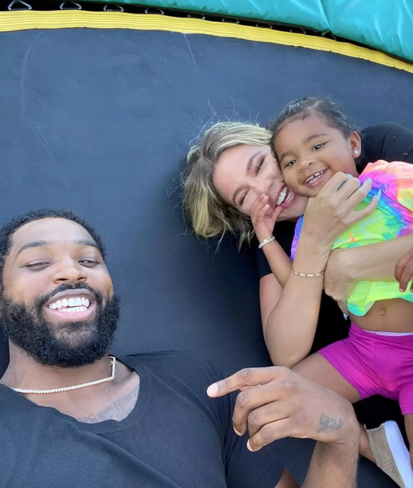 Tristan Thompson, Khloe Kardashian and their daughter True. (