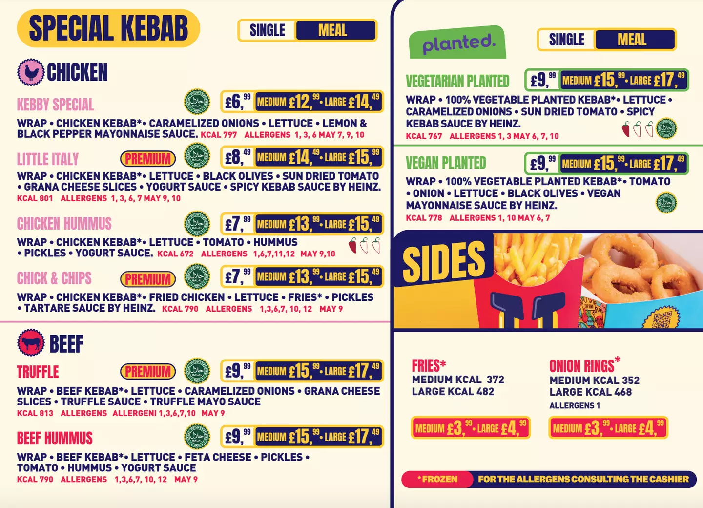 The revamped menu features five new and exciting kebabs.