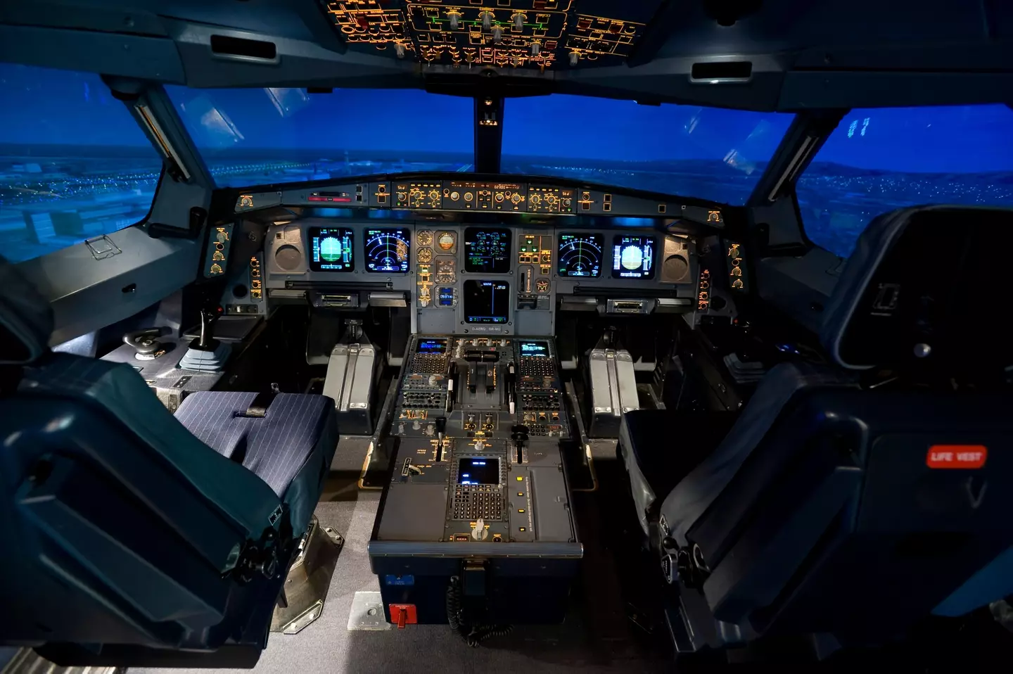 Stock image of a flight simulator.
