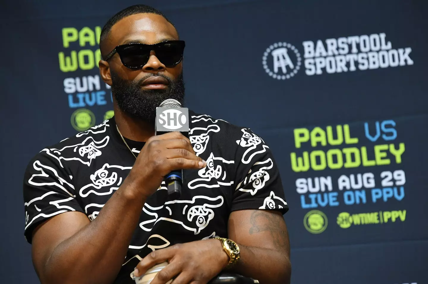 Tyron Woodley at the press conference of their last fight.