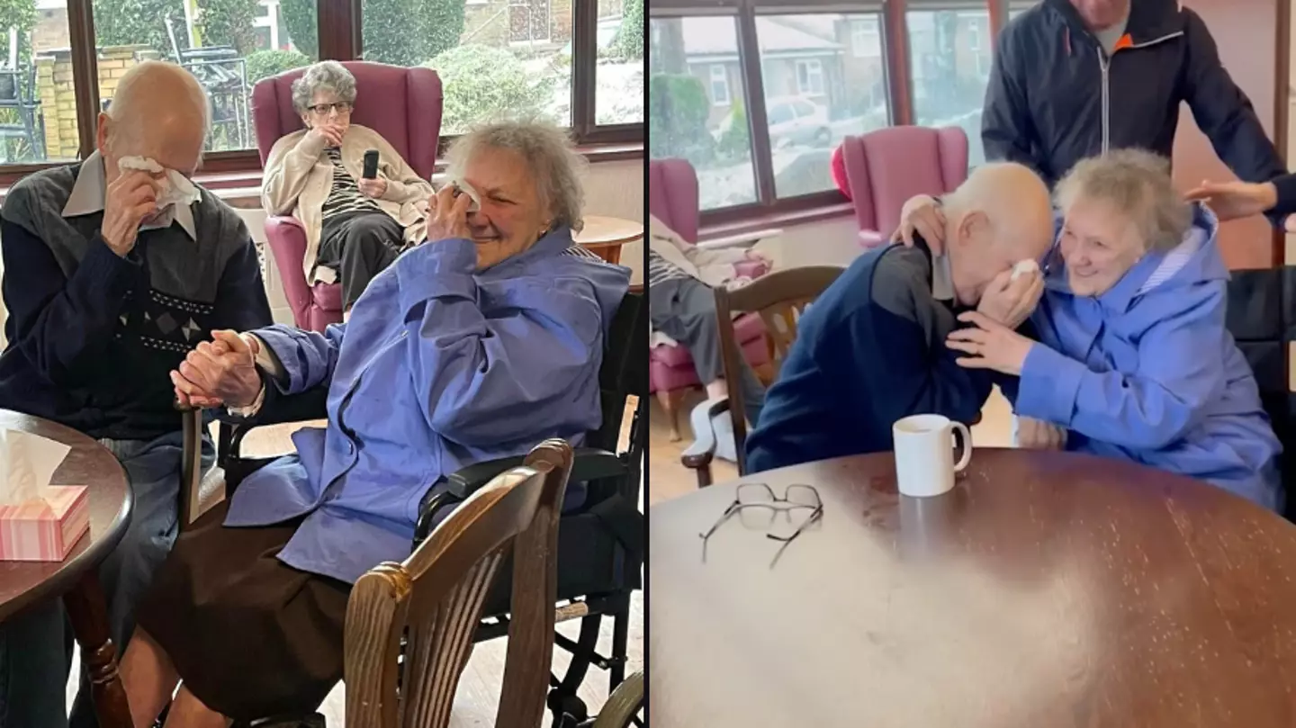 Heartwarming moment 92-year-old is reunited with wife of 69 years after spending months apart in care home