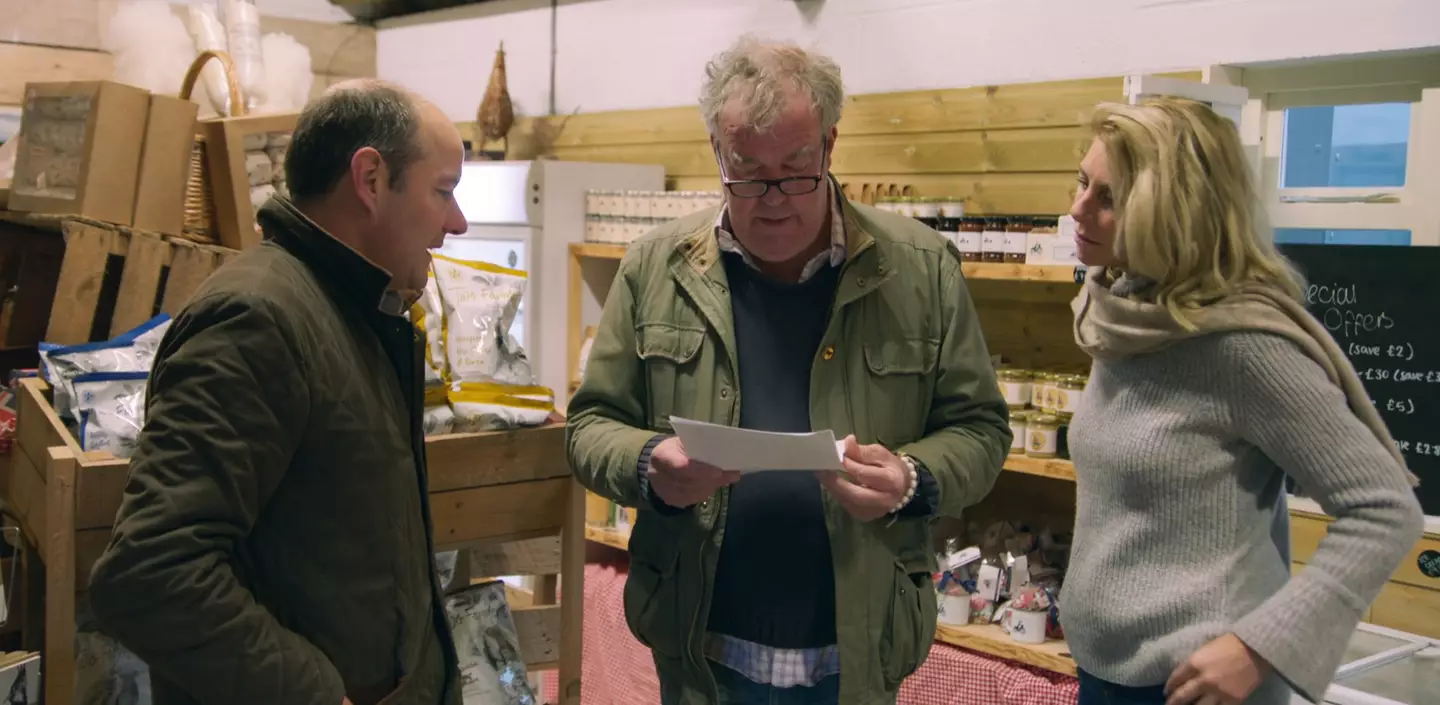 Jeremy with his partner Lisa Hogan and business advisor, Charlie Ireland (Prime Video)